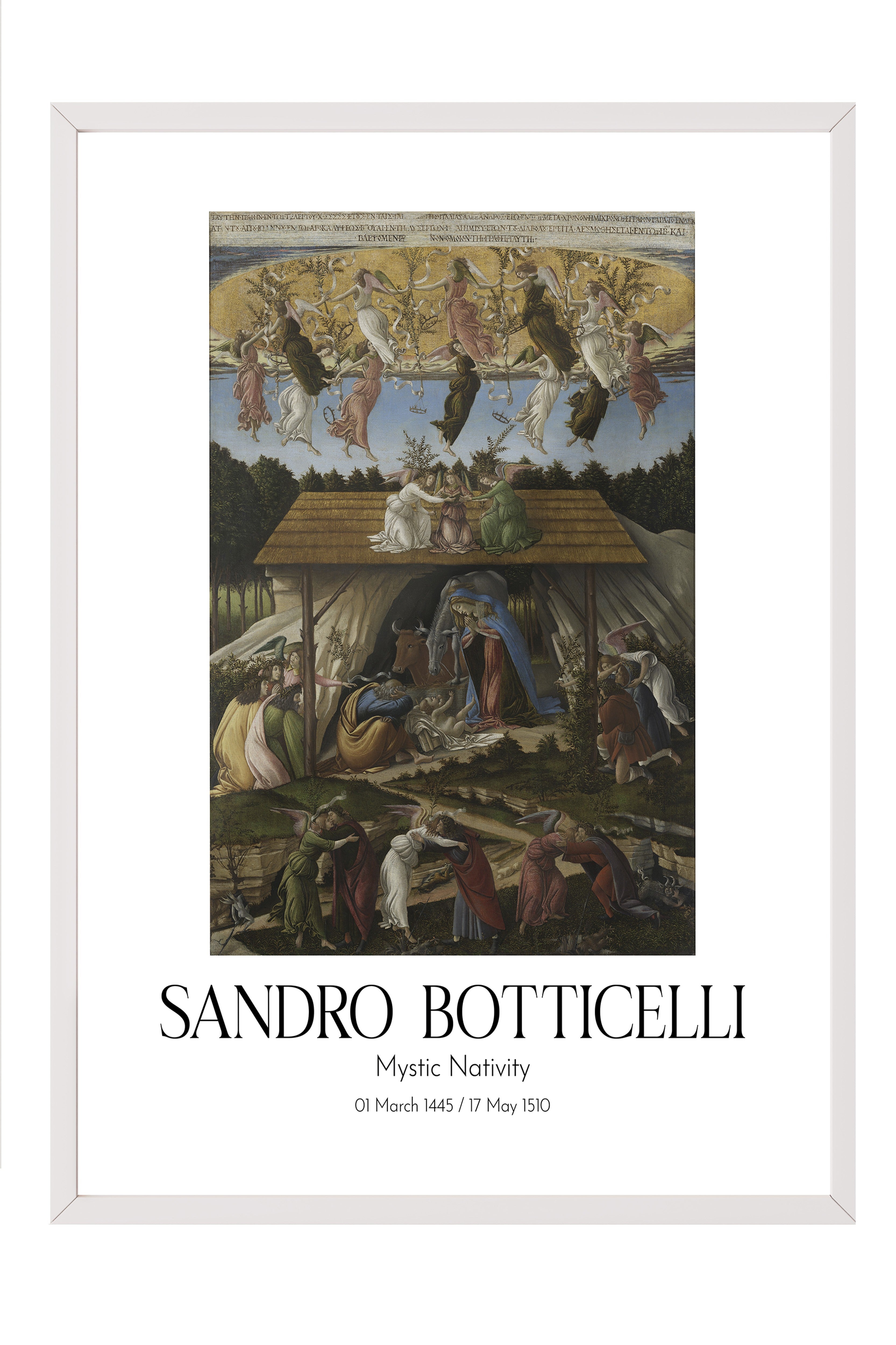 Sandro Botticelli - Mystic Nativity, Beyaz Çerçeveli Tablo, Sanat Serisi NO:110753