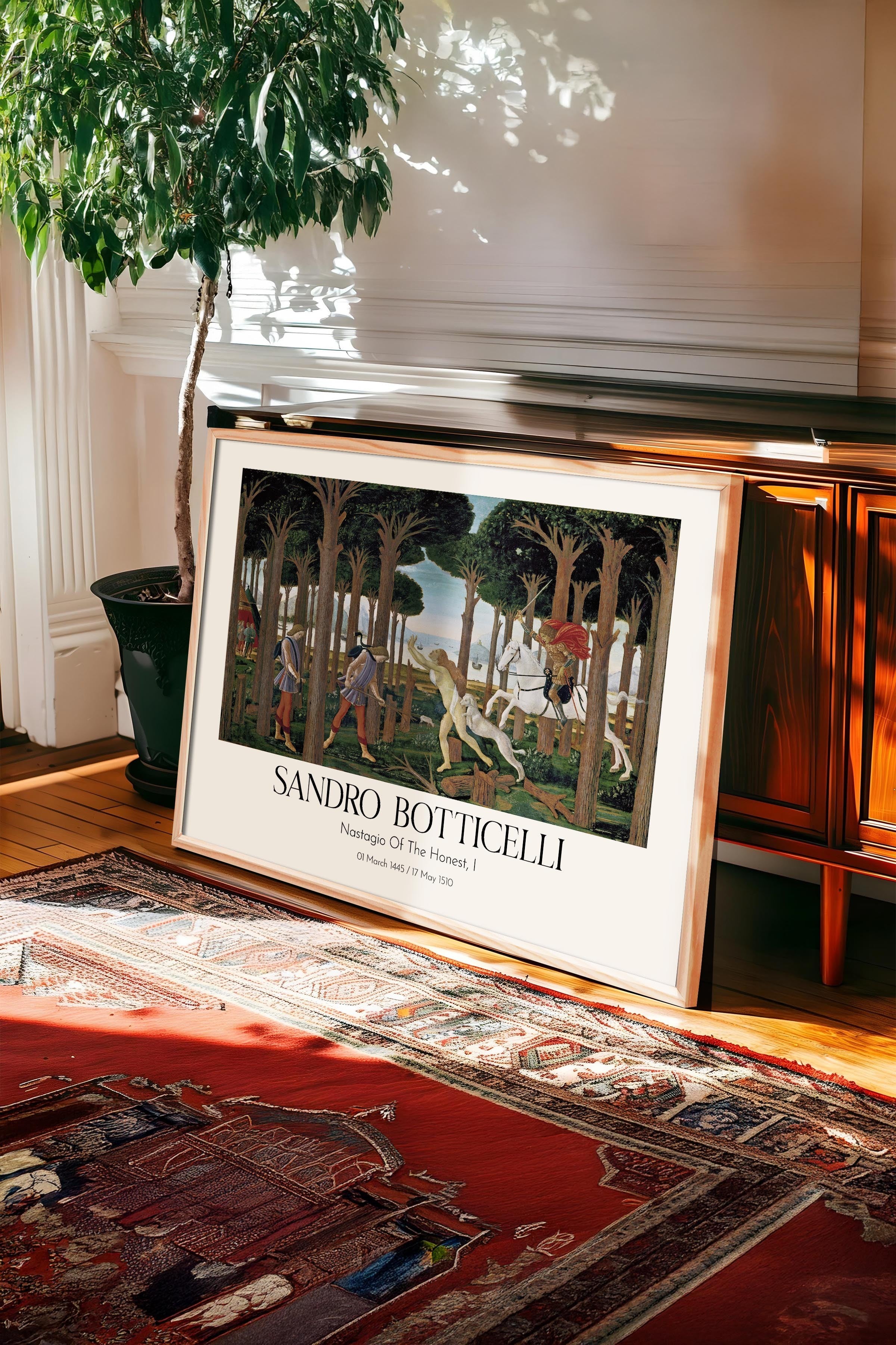 Sandro Botticelli - Nastagio Of The Honest, I, Ahşap Çerçeveli Tablo, Sanat Serisi NO:110767