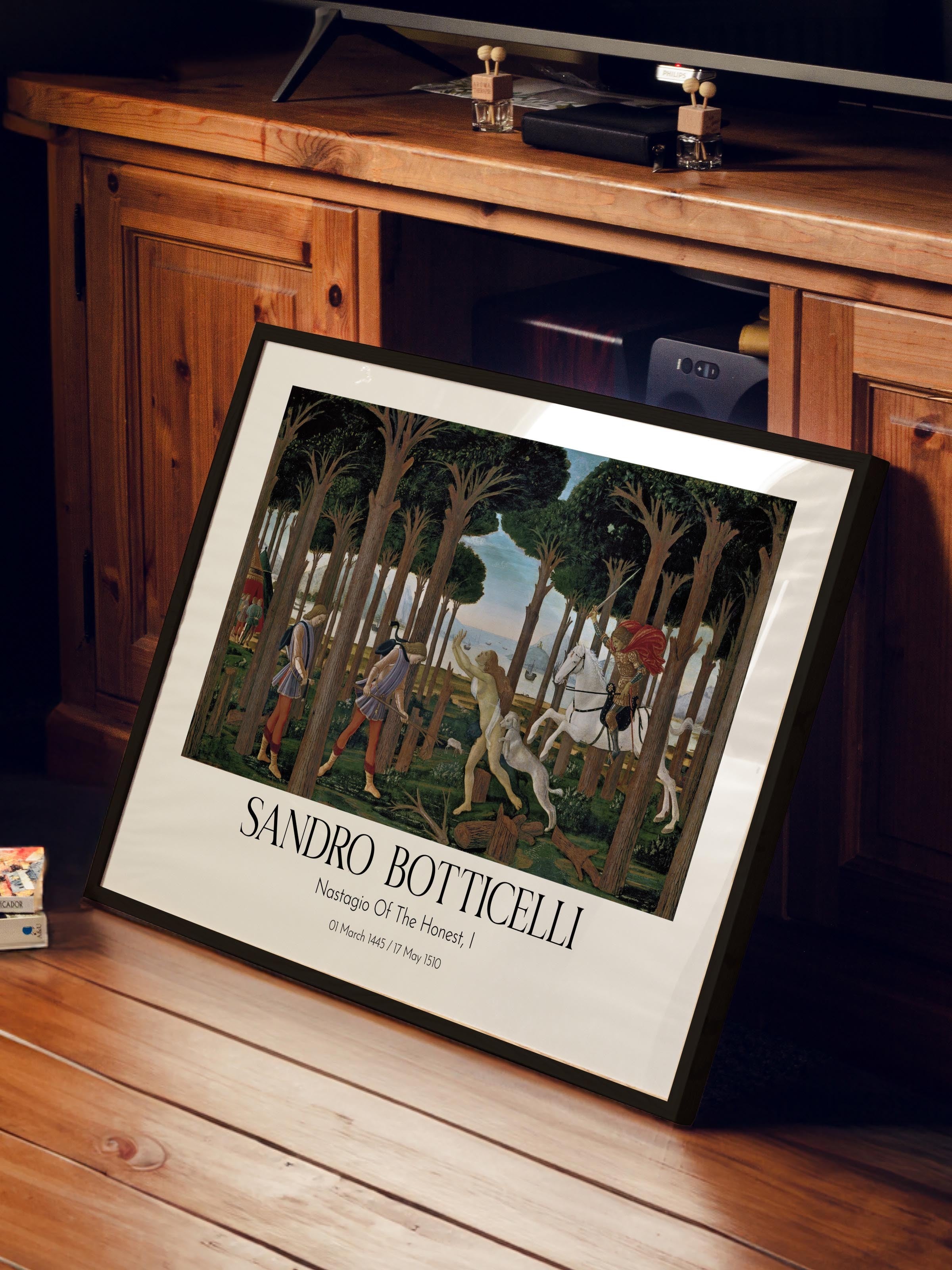 Sandro Botticelli - Nastagio Of The Honest, I, Siyah Çerçeveli Tablo, Sanat Serisi NO:110767