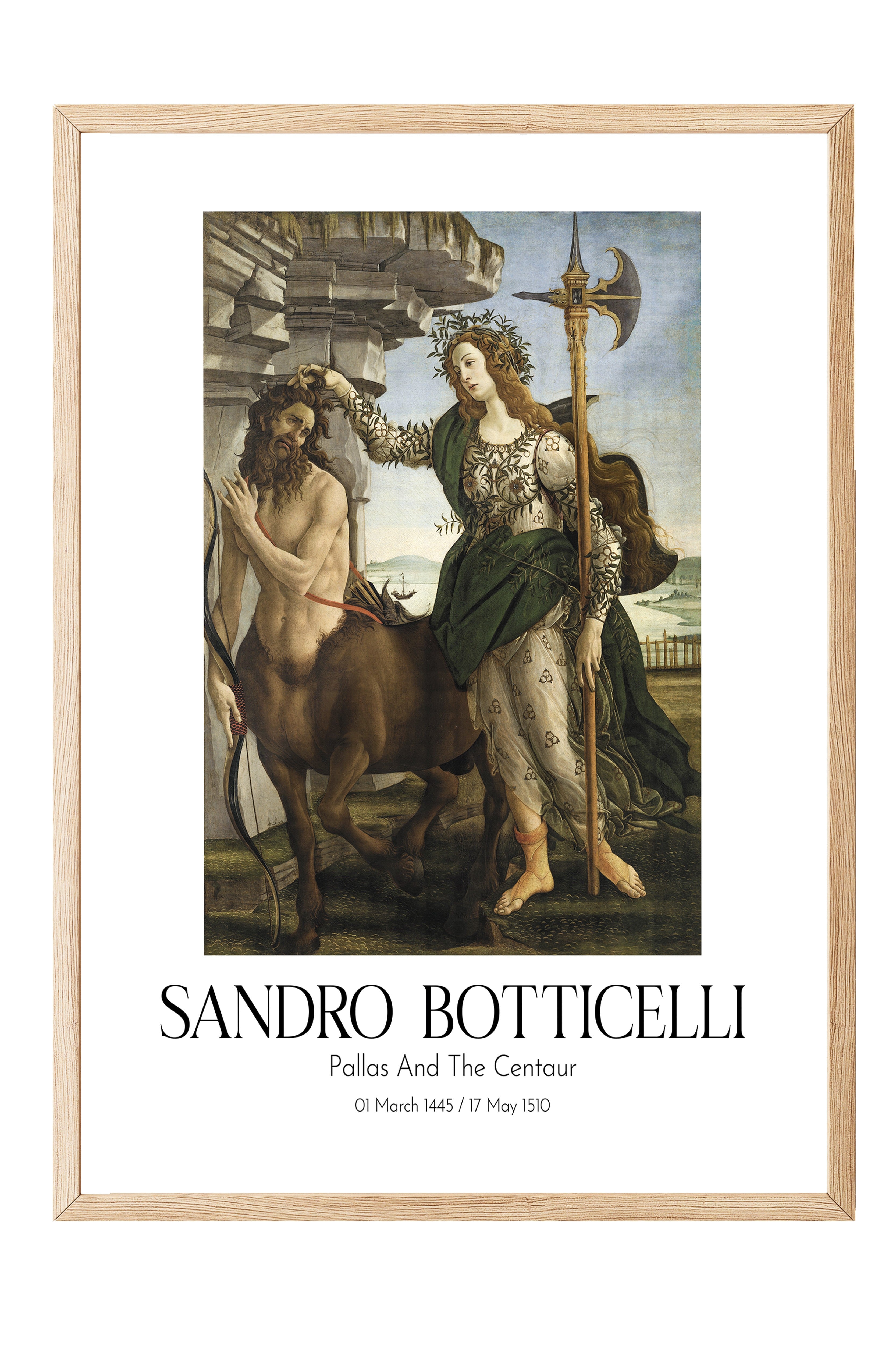 Sandro Botticelli - Pallas And The Centaur, Ahşap Çerçeveli Tablo, Sanat Serisi NO:110754