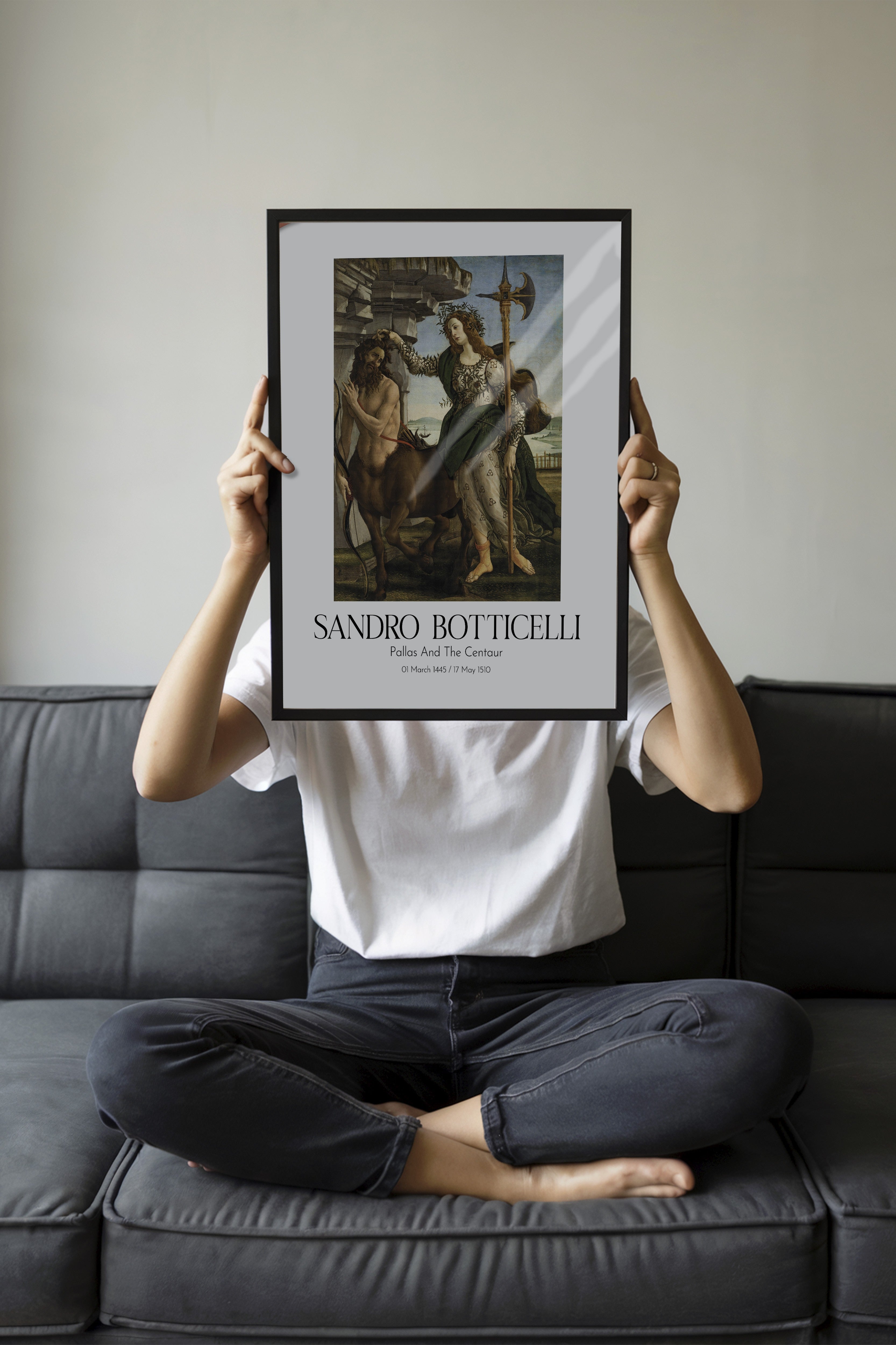 Sandro Botticelli - Pallas And The Centaur, Siyah Çerçeveli Tablo, Sanat Serisi NO:110754