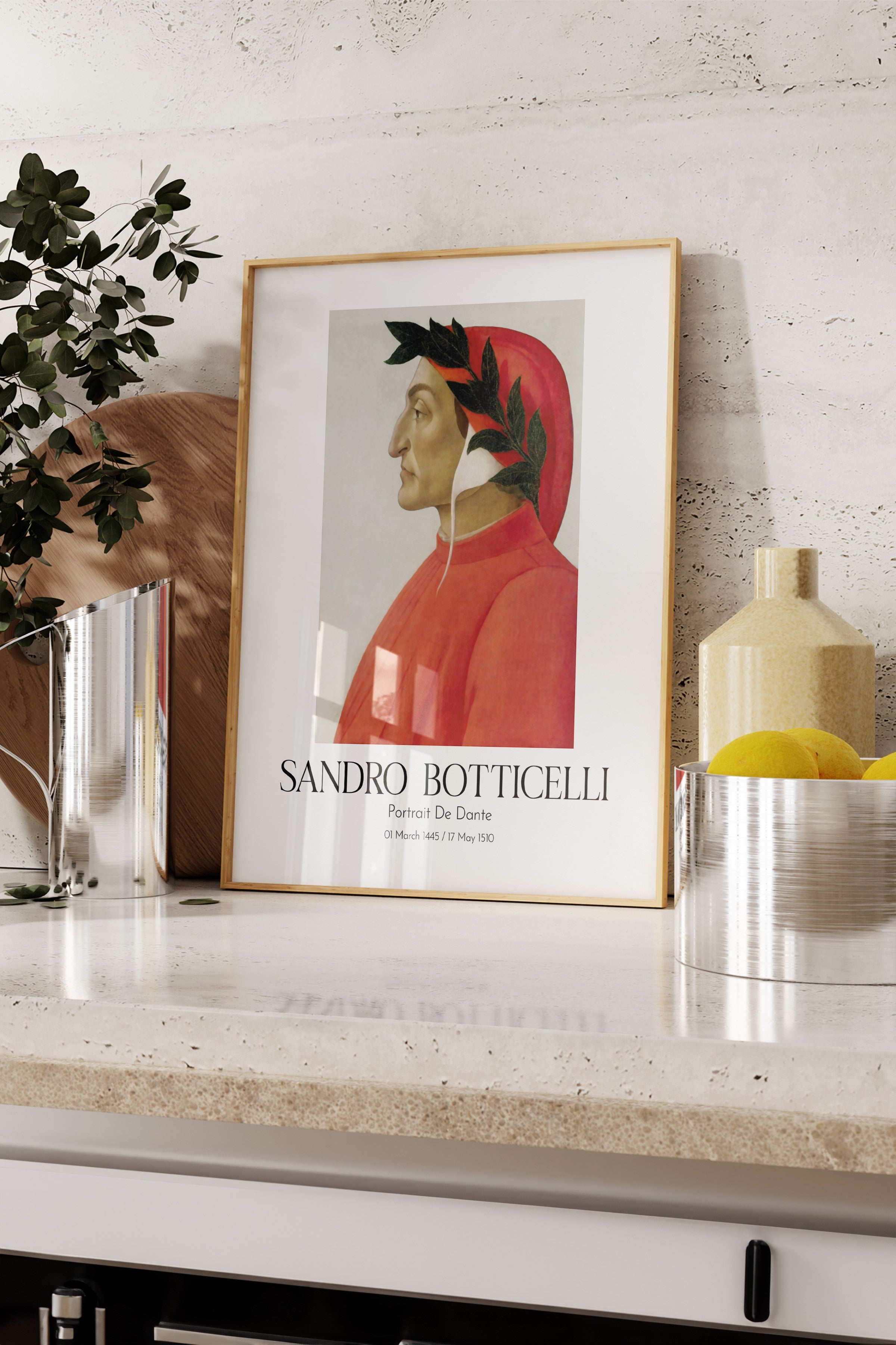 Sandro Botticelli - Portrait De Dante, Ahşap Çerçeveli Tablo, Sanat Serisi NO:110755