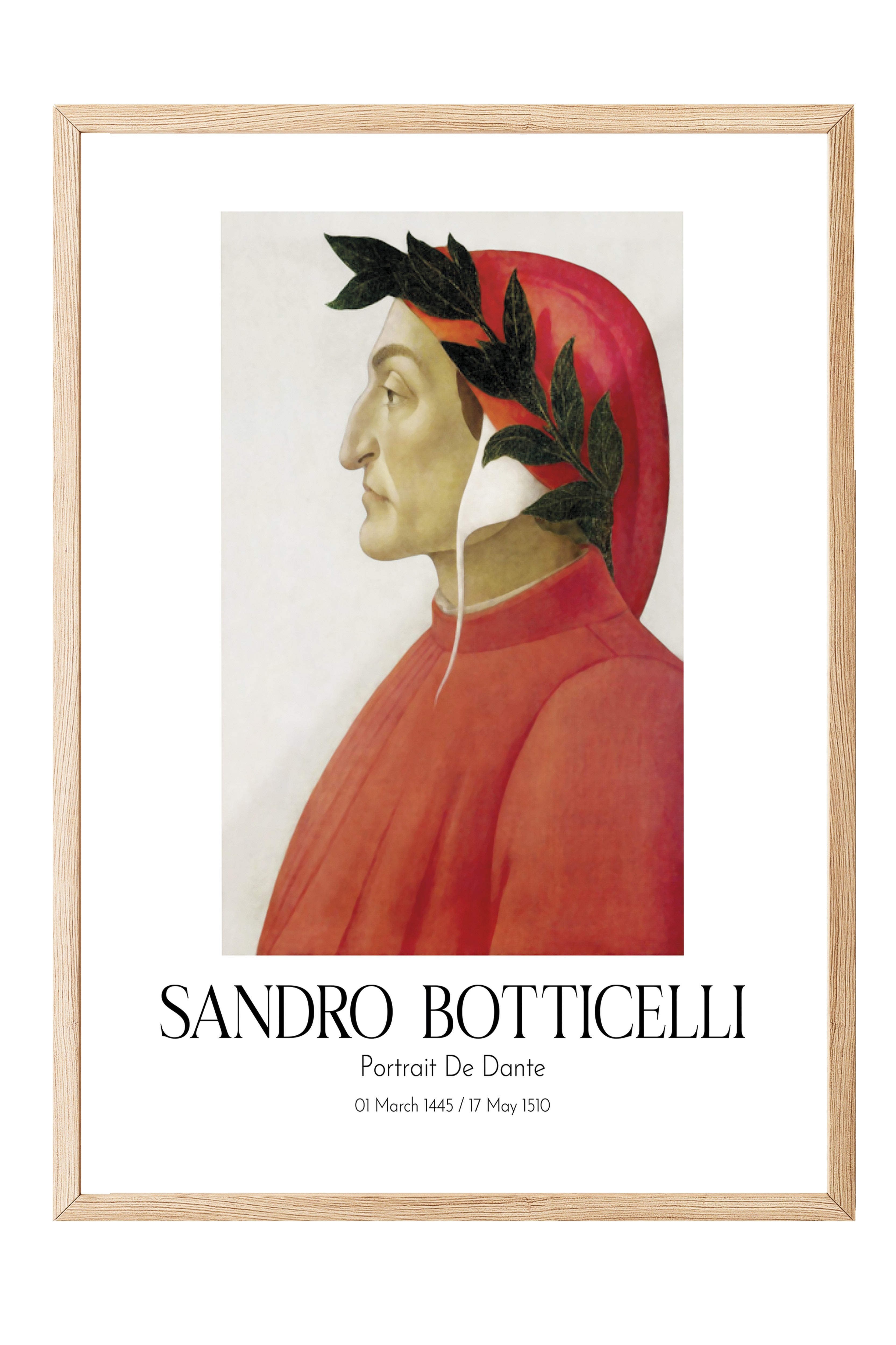 Sandro Botticelli - Portrait De Dante, Ahşap Çerçeveli Tablo, Sanat Serisi NO:110755