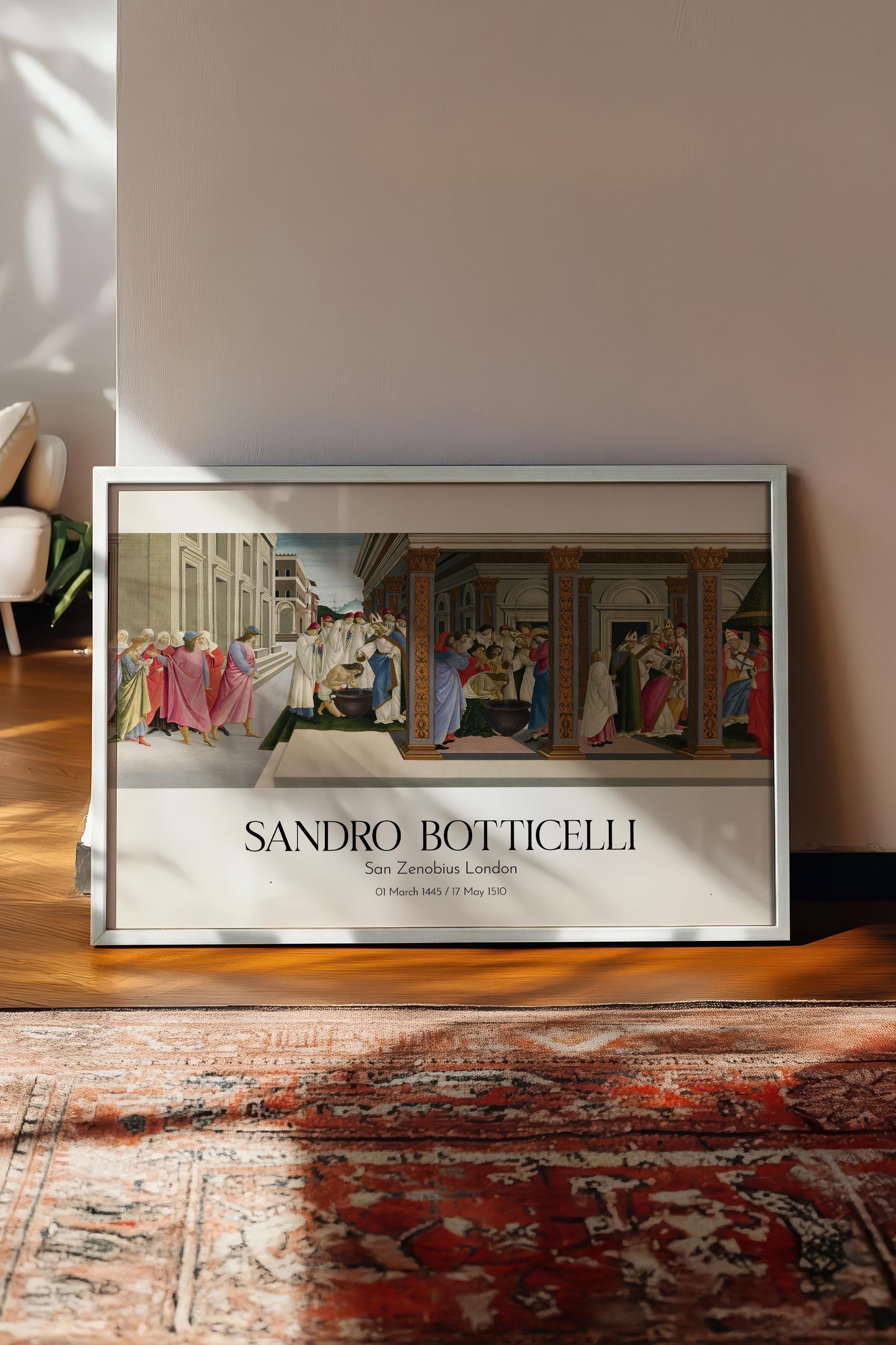 Sandro Botticelli - San Zenobius London, Beyaz Çerçeveli Tablo, Sanat Serisi NO:110765