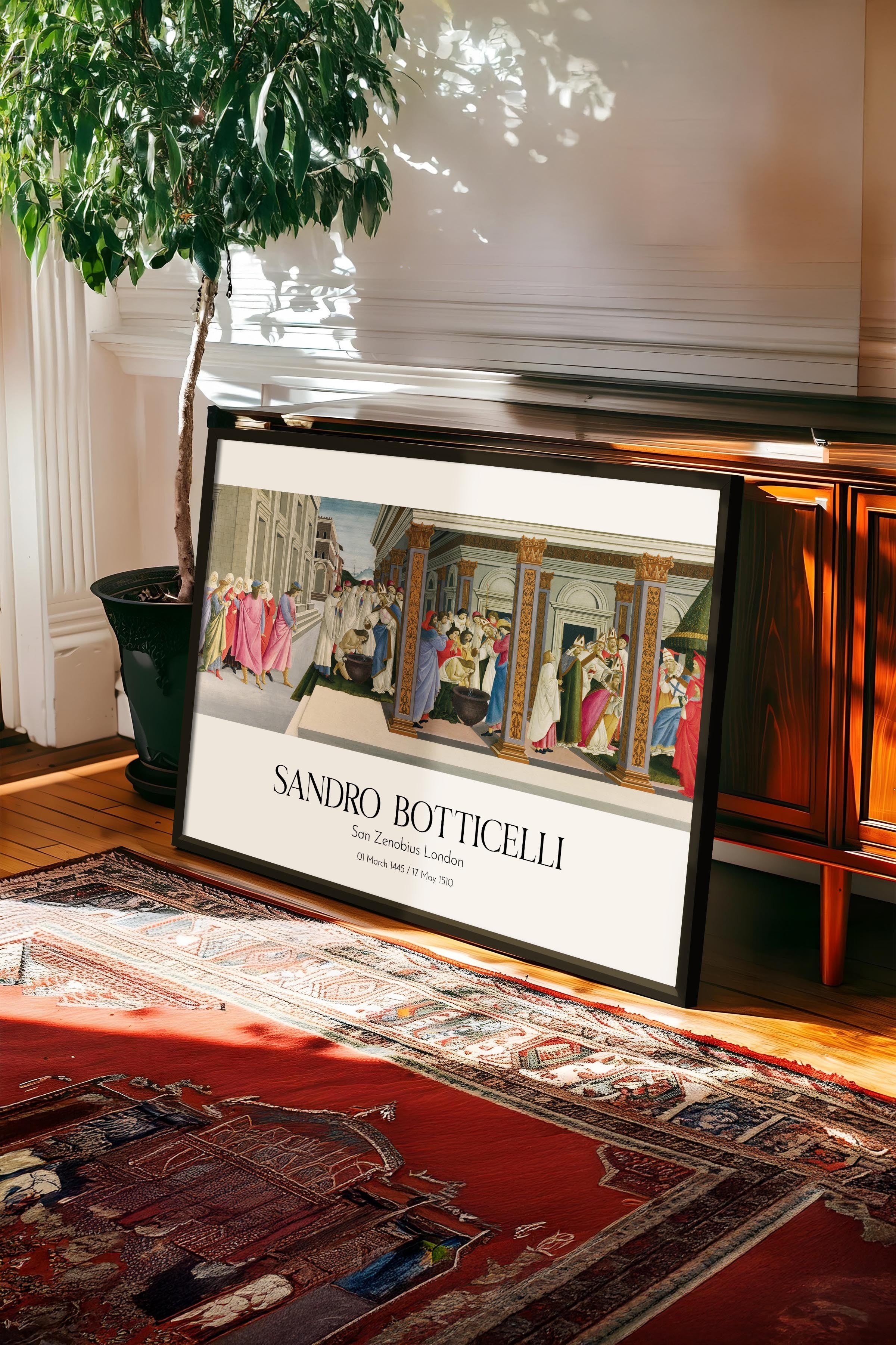 Sandro Botticelli - San Zenobius London, Siyah Çerçeveli Tablo, Sanat Serisi NO:110765