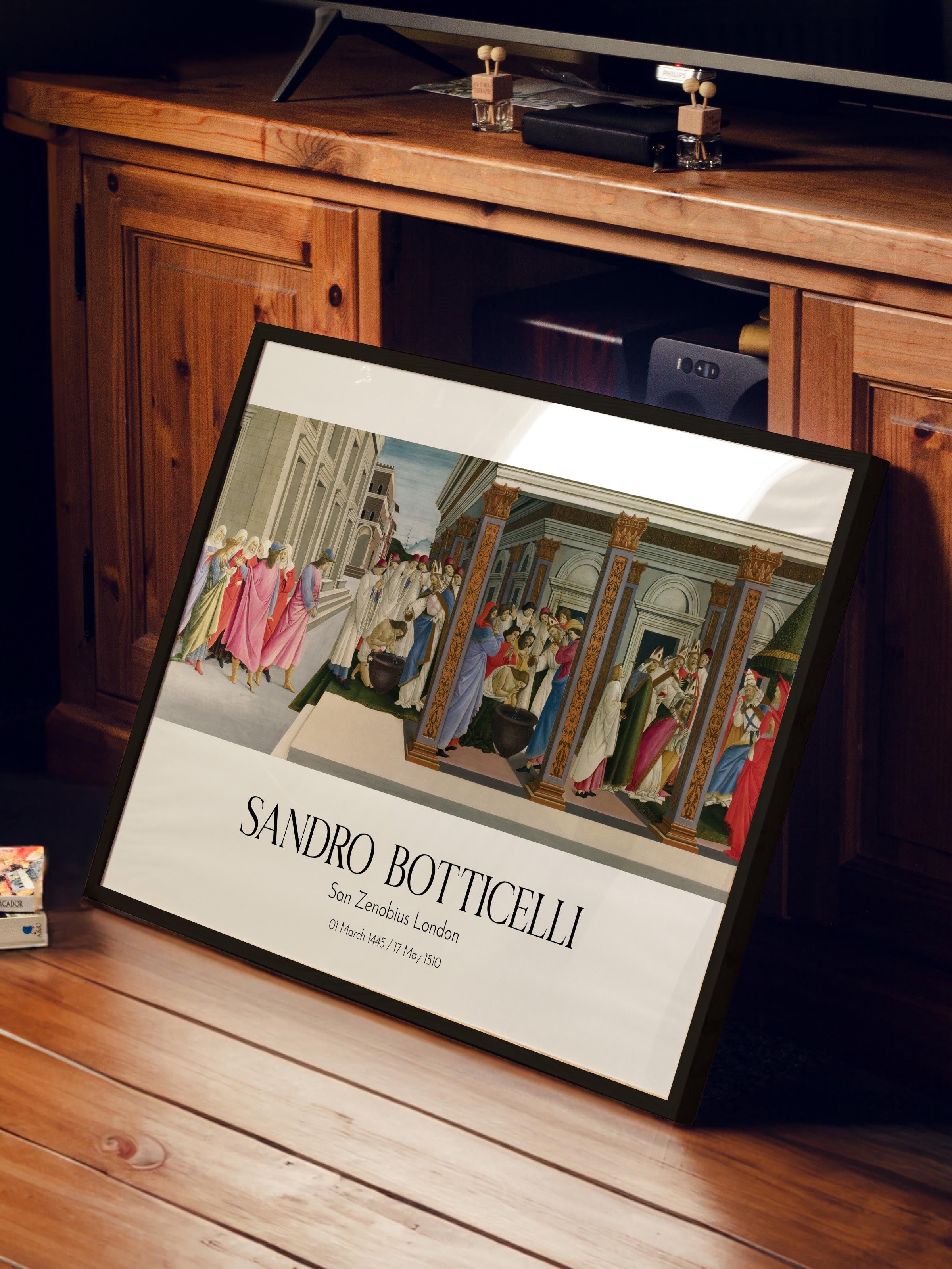 Sandro Botticelli - San Zenobius London, Siyah Çerçeveli Tablo, Sanat Serisi NO:110765
