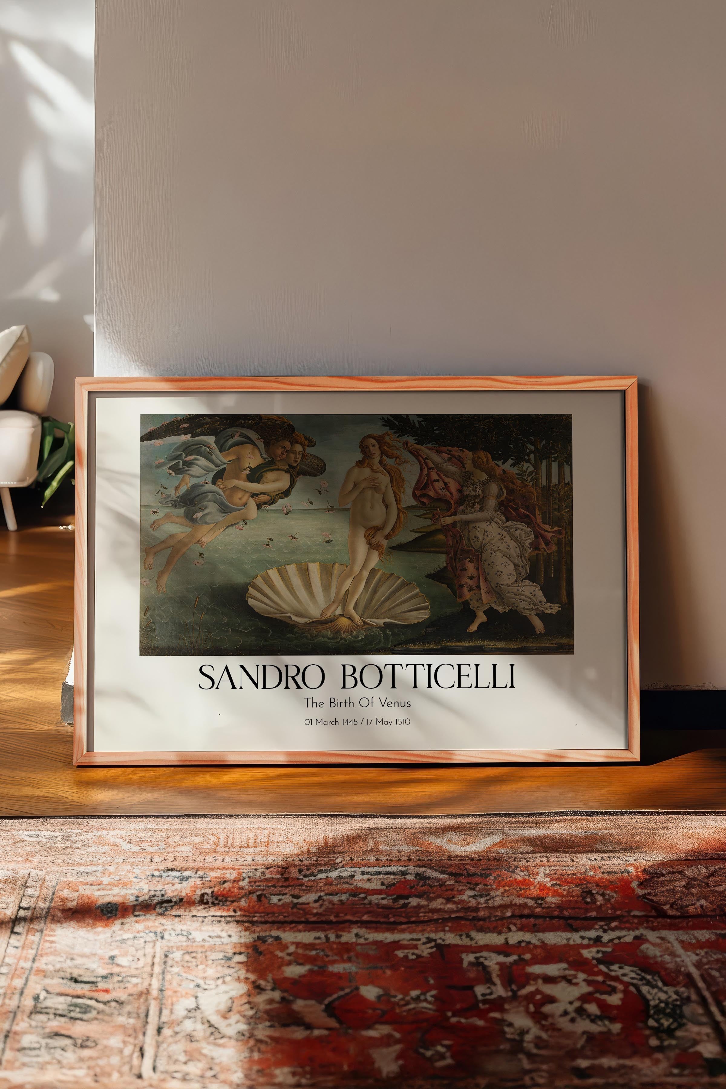 Sandro Botticelli - The Birth Of Venus, Ahşap Çerçeveli Tablo, Sanat Serisi NO:110768