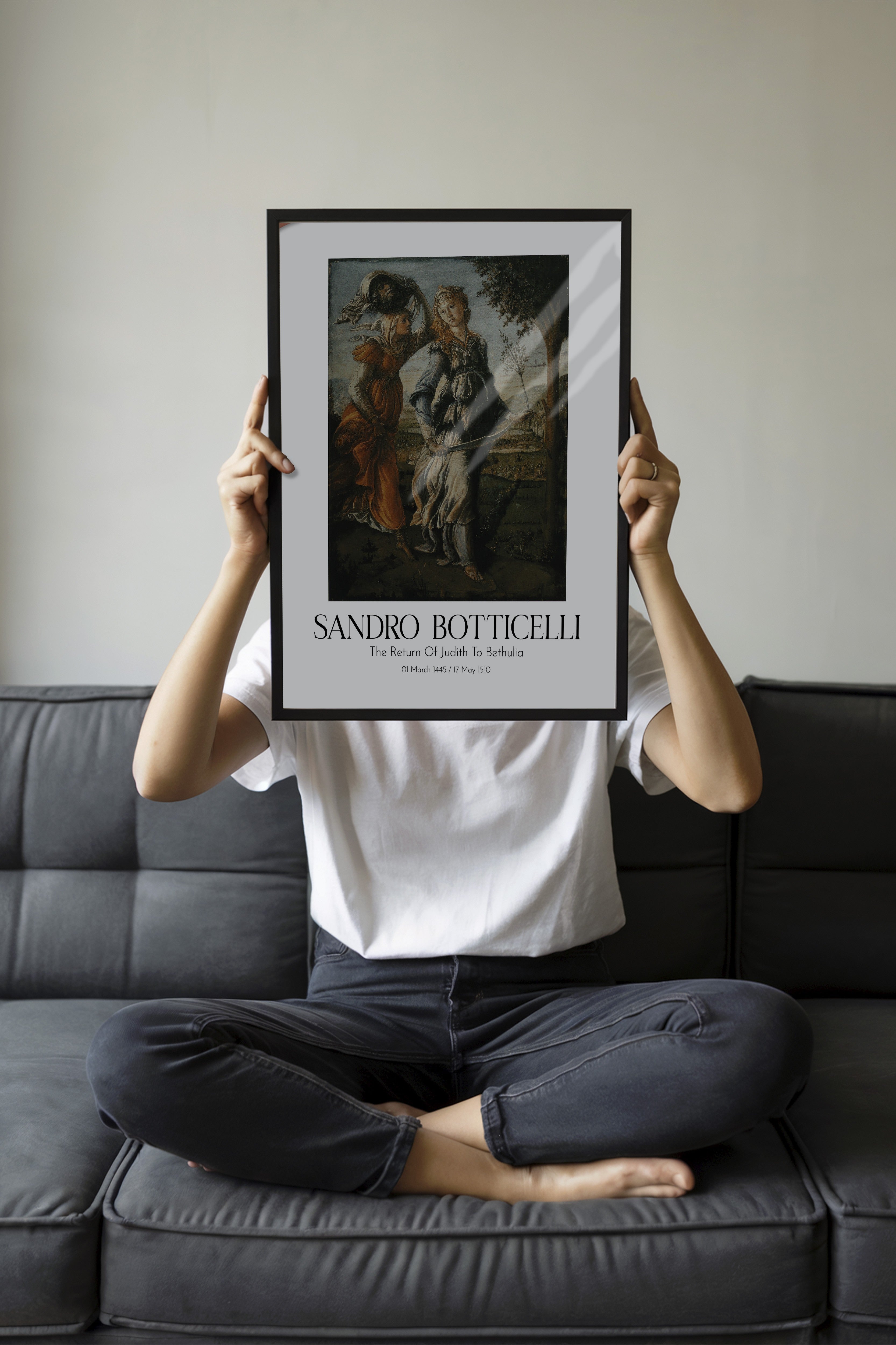 Sandro Botticelli - The Return Of Judith To Bethulia, Siyah Çerçeveli Tablo, Sanat Serisi NO:110759