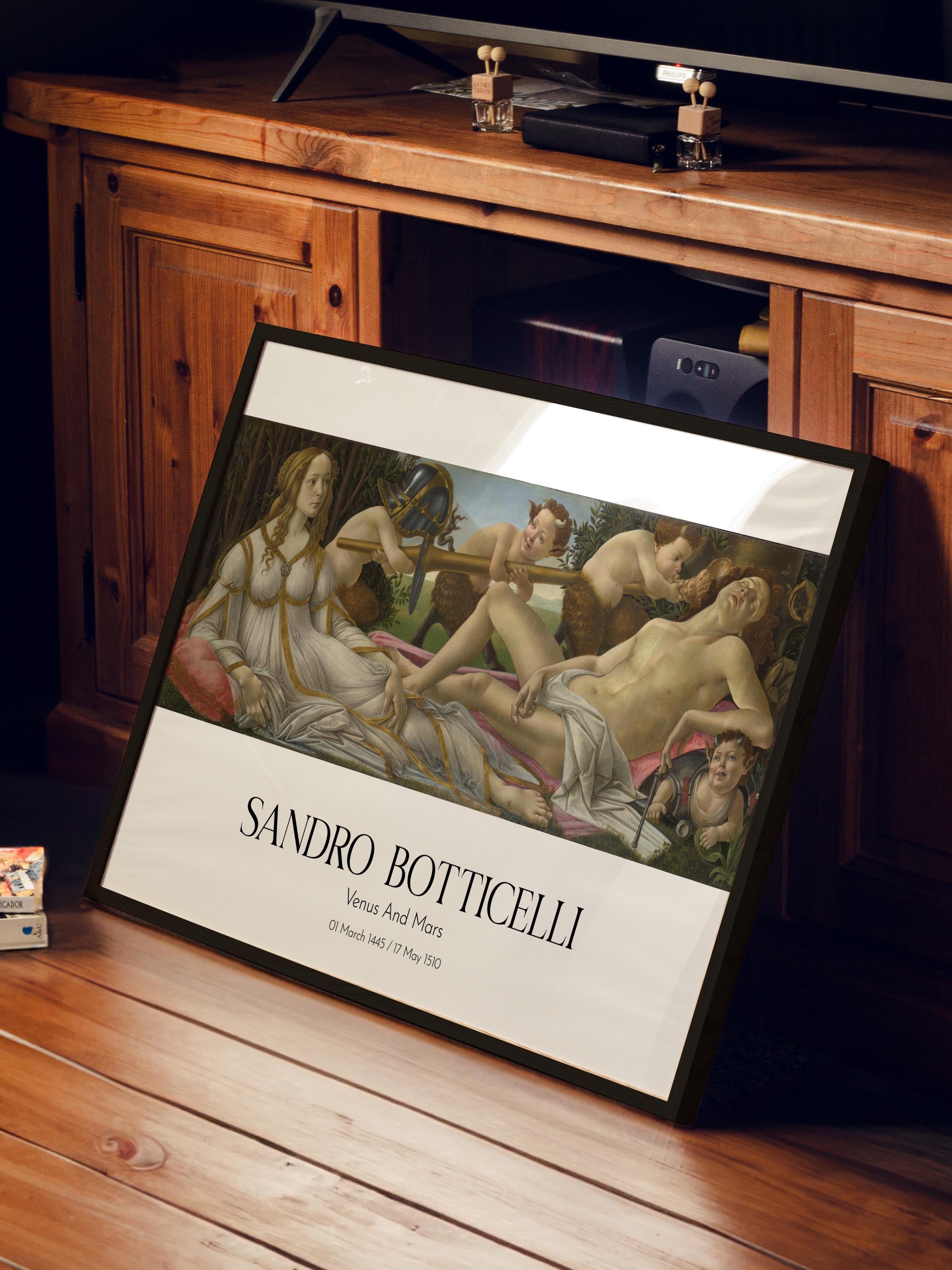 Sandro Botticelli - Venus And Mars, Siyah Çerçeveli Tablo, Sanat Serisi NO:110766