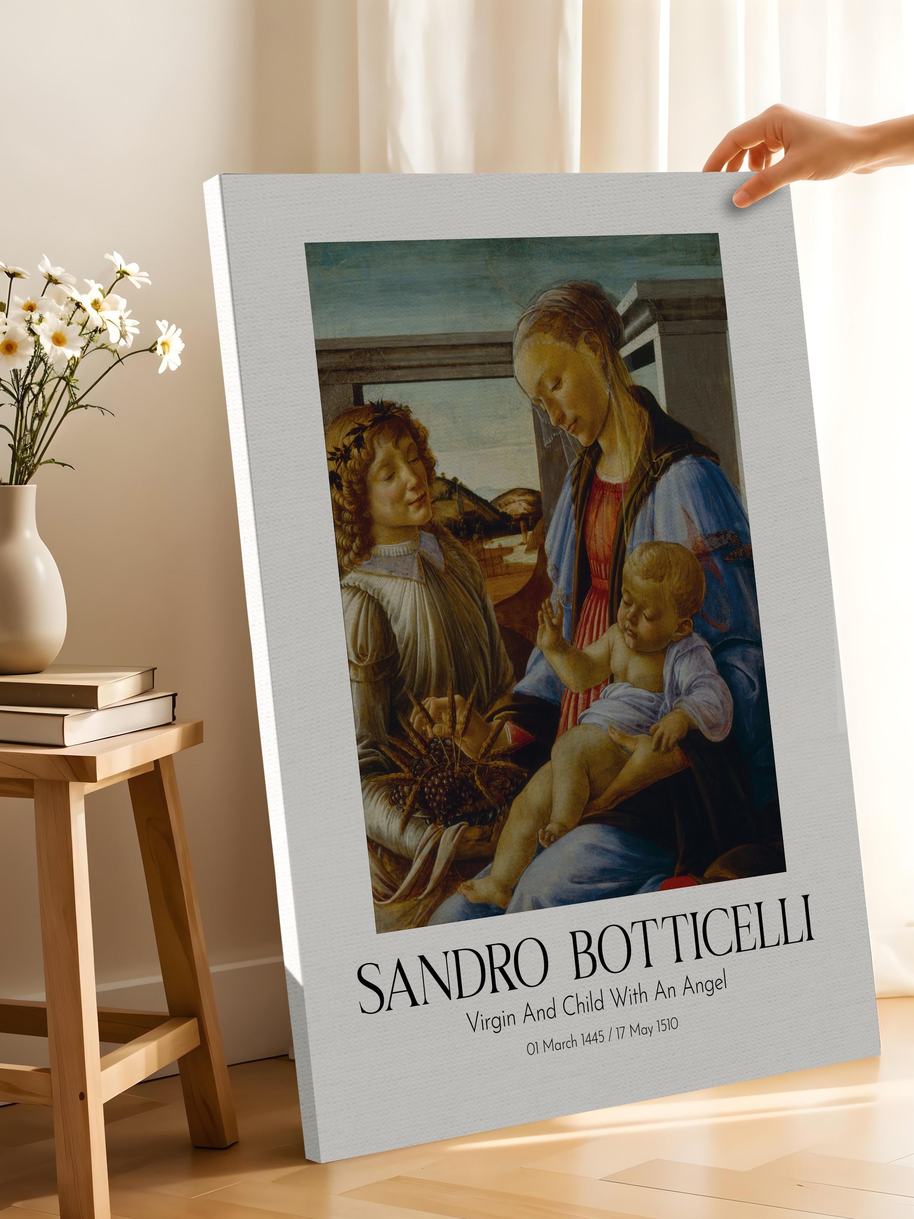 Sandro Botticelli - Virgin And Child With An Angel, Kanvas Tablo, Sanat Serisi NO:110761
