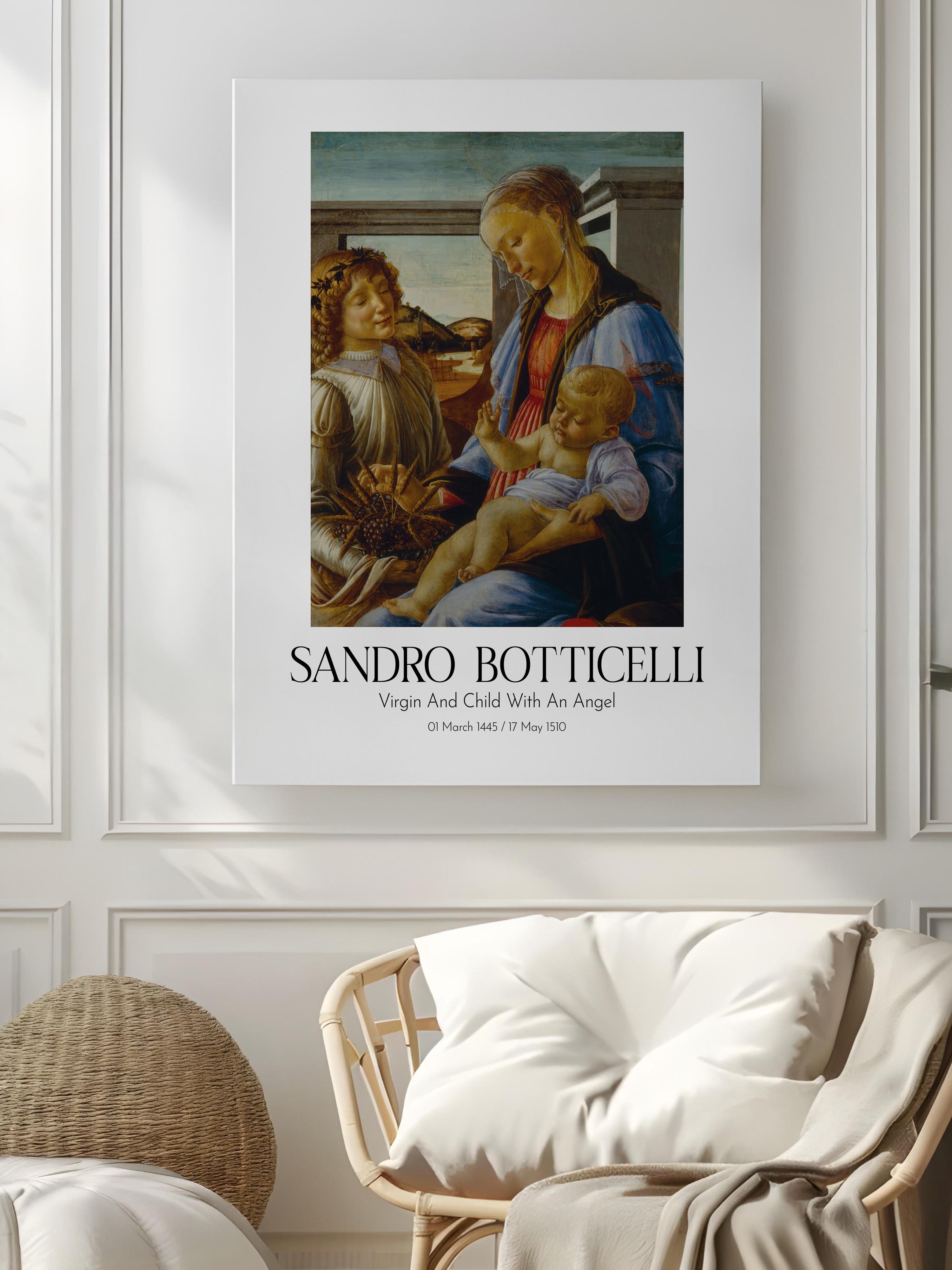 Sandro Botticelli - Virgin And Child With An Angel, Kanvas Tablo, Sanat Serisi NO:110761
