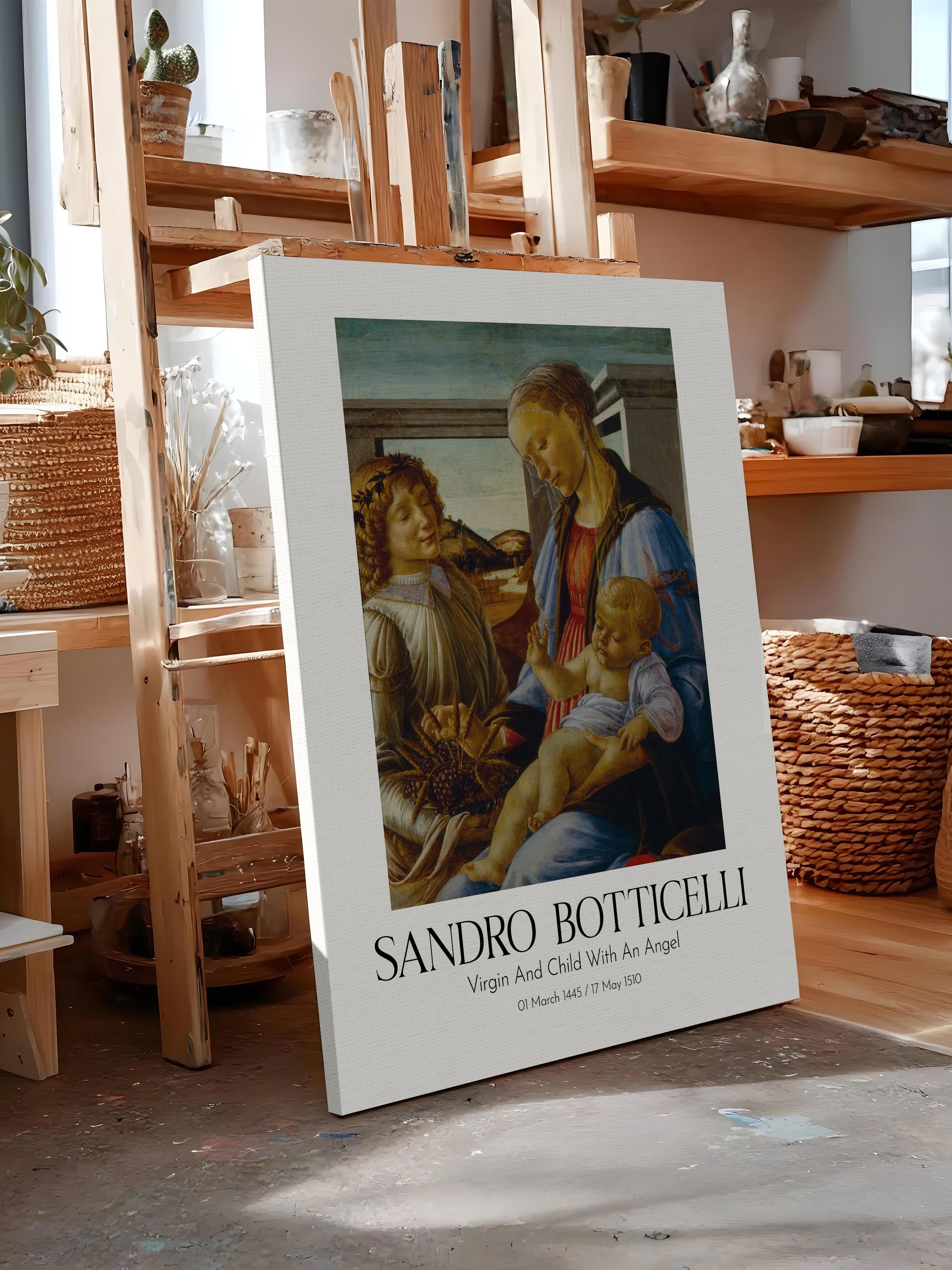 Sandro Botticelli - Virgin And Child With An Angel, Kanvas Tablo, Sanat Serisi NO:110761