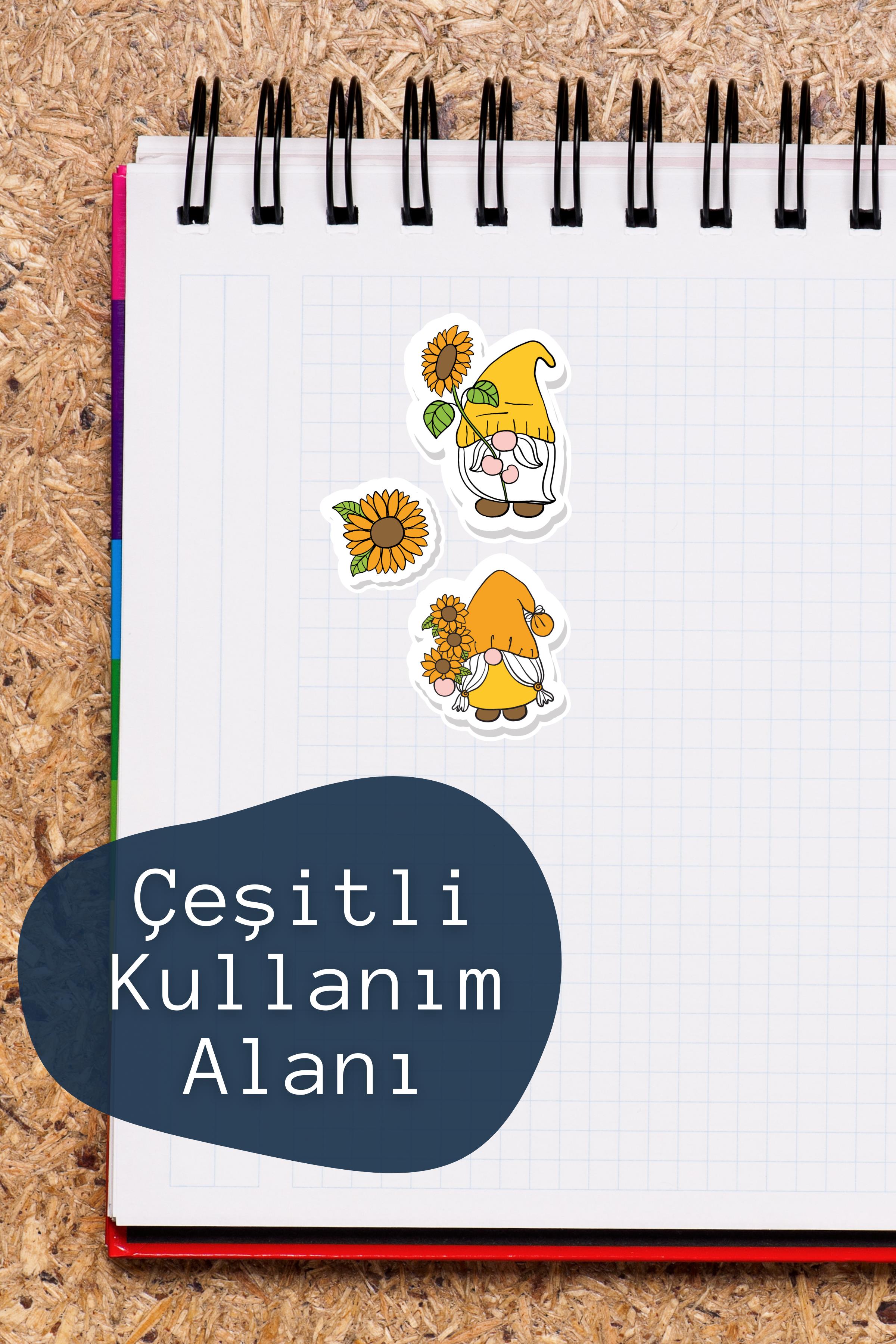 Sarı Cüceler Temalı Sticker ve Etiket Seti - Orta Boy - Su Geçirmez, Kalın Yapışkanlı Sticker Seti
