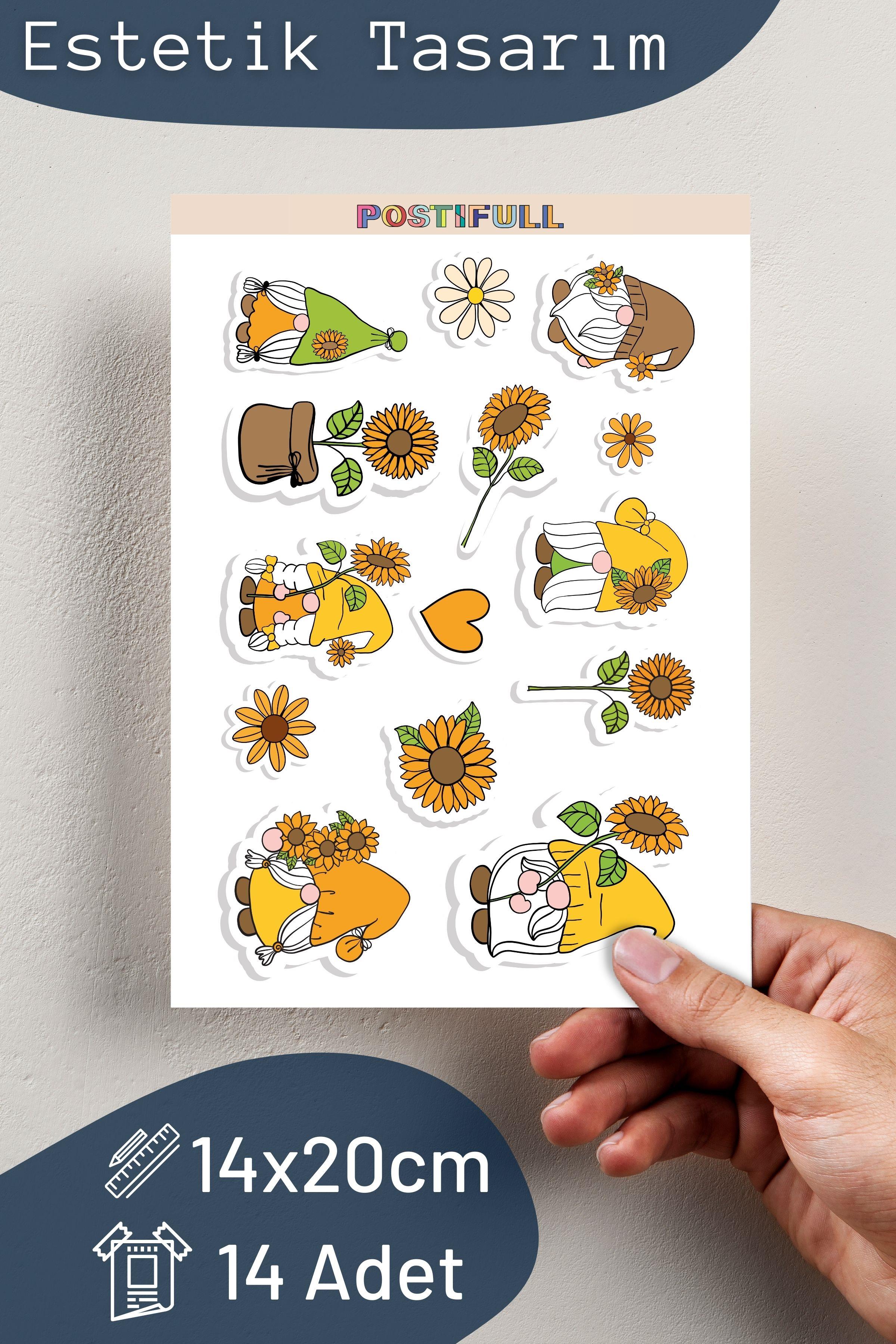 Sarı Cüceler Temalı Sticker ve Etiket Seti - Orta Boy - Su Geçirmez, Kalın Yapışkanlı Sticker Seti