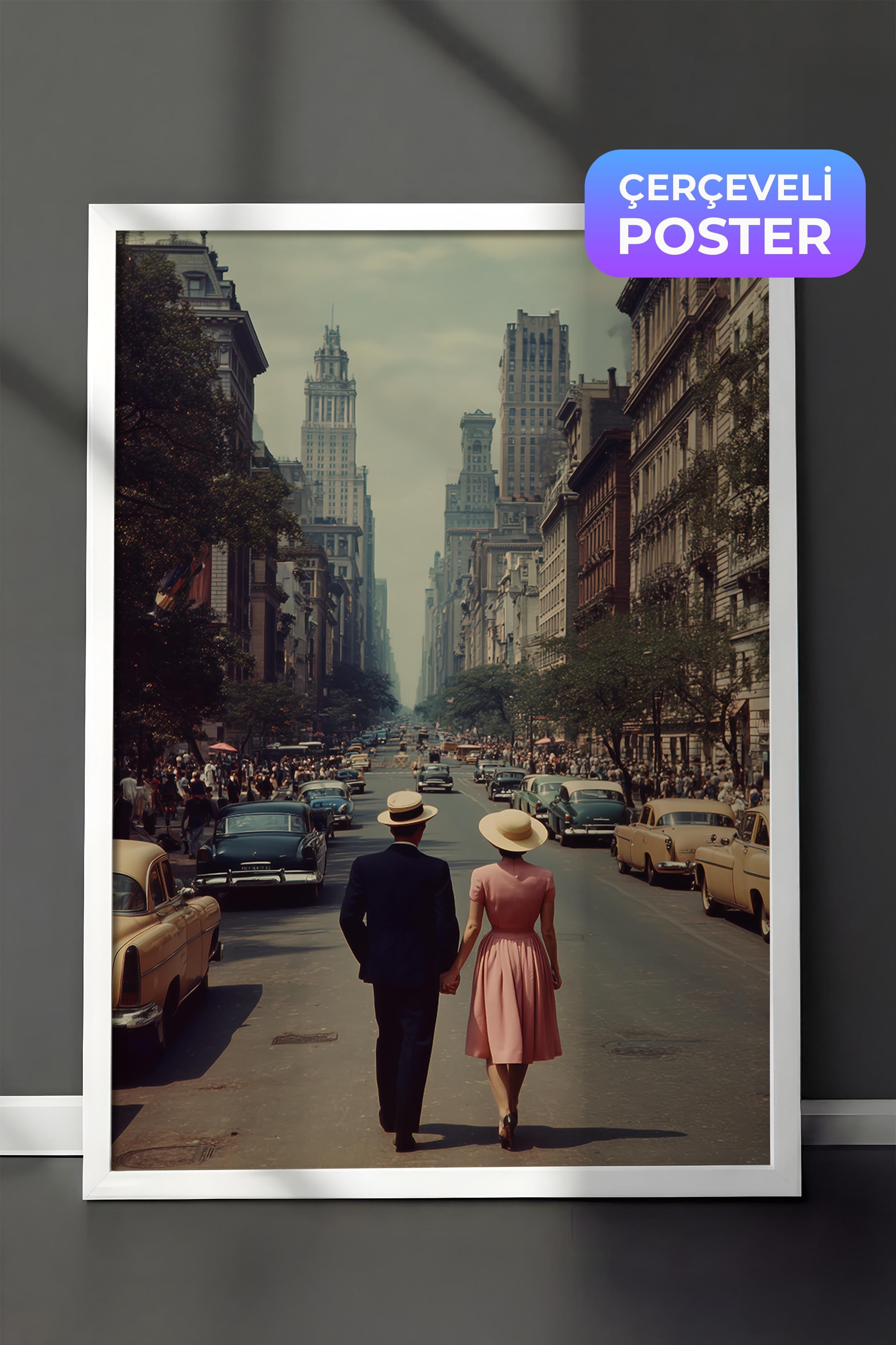Şehir Sokakları Posteri, Beyaz Çerçeveli Poster, Old Money Serisi, NO:113238