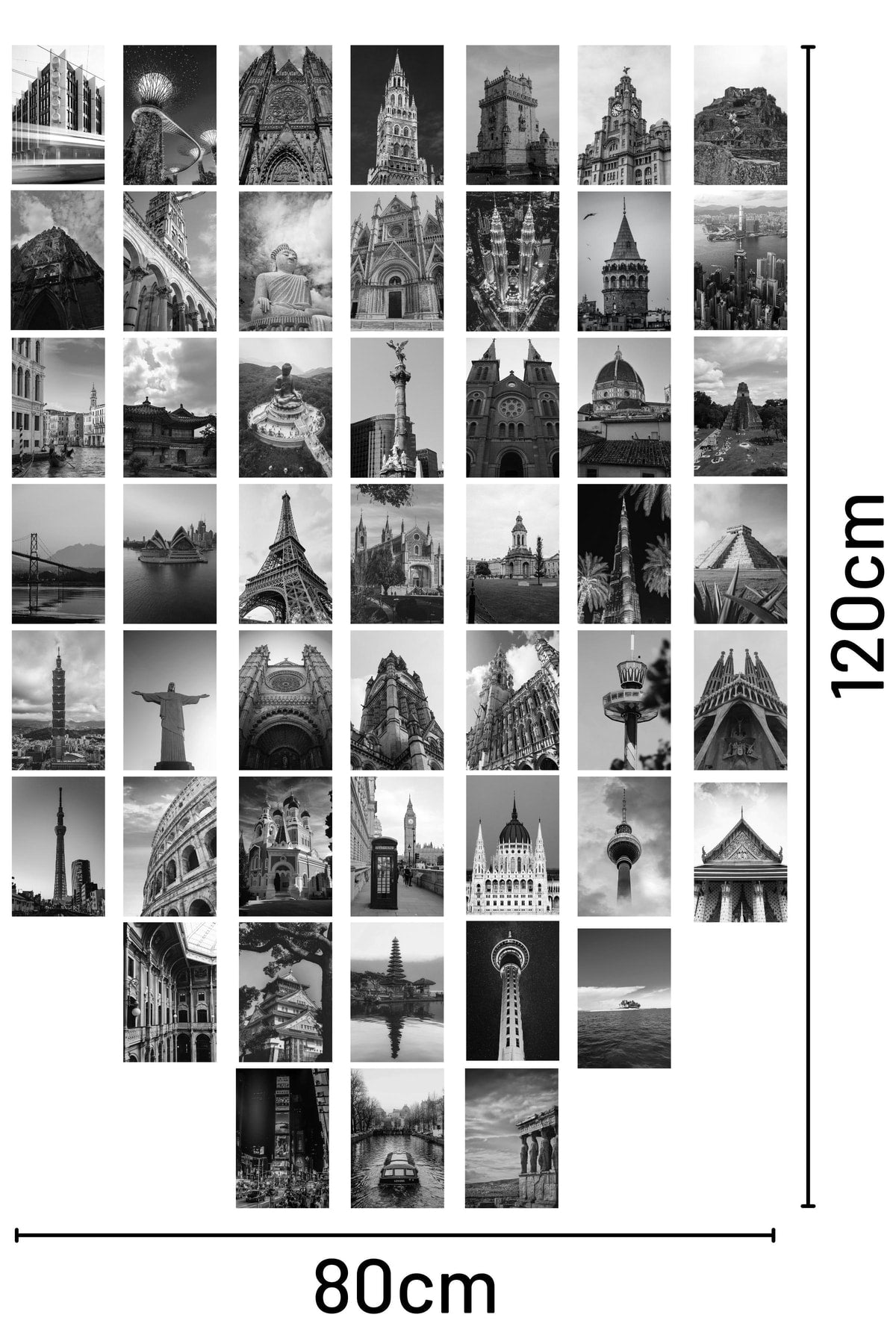 Şehirler Kolaj Seti, Estetik Ülkeler Poster Seti, 50 Adet 10*15 Cm, Bant Hediyeli Kutulu Set