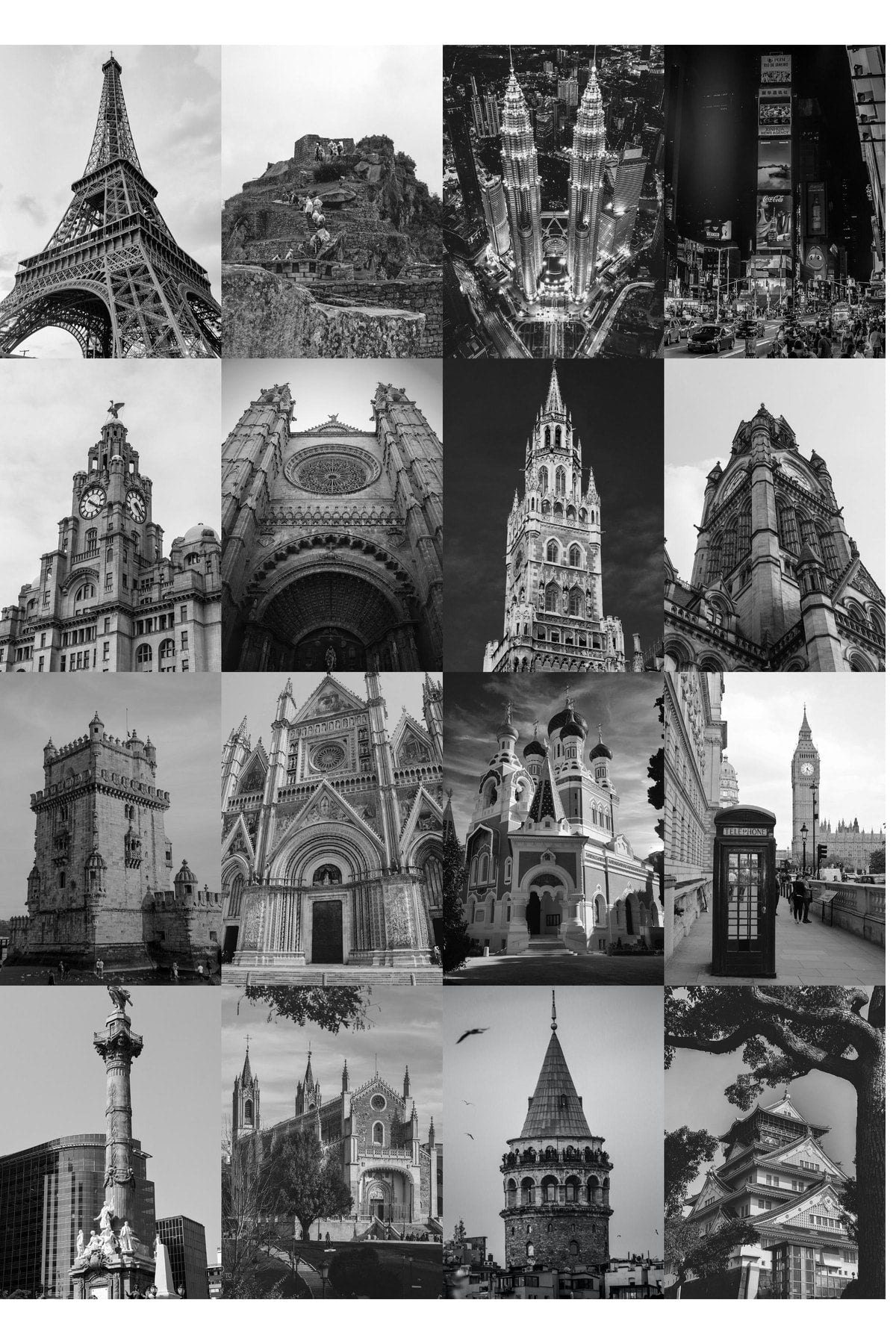 Şehirler Kolaj Seti, Estetik Ülkeler Poster Seti, 50 Adet 10*15 Cm, Bant Hediyeli Kutulu Set