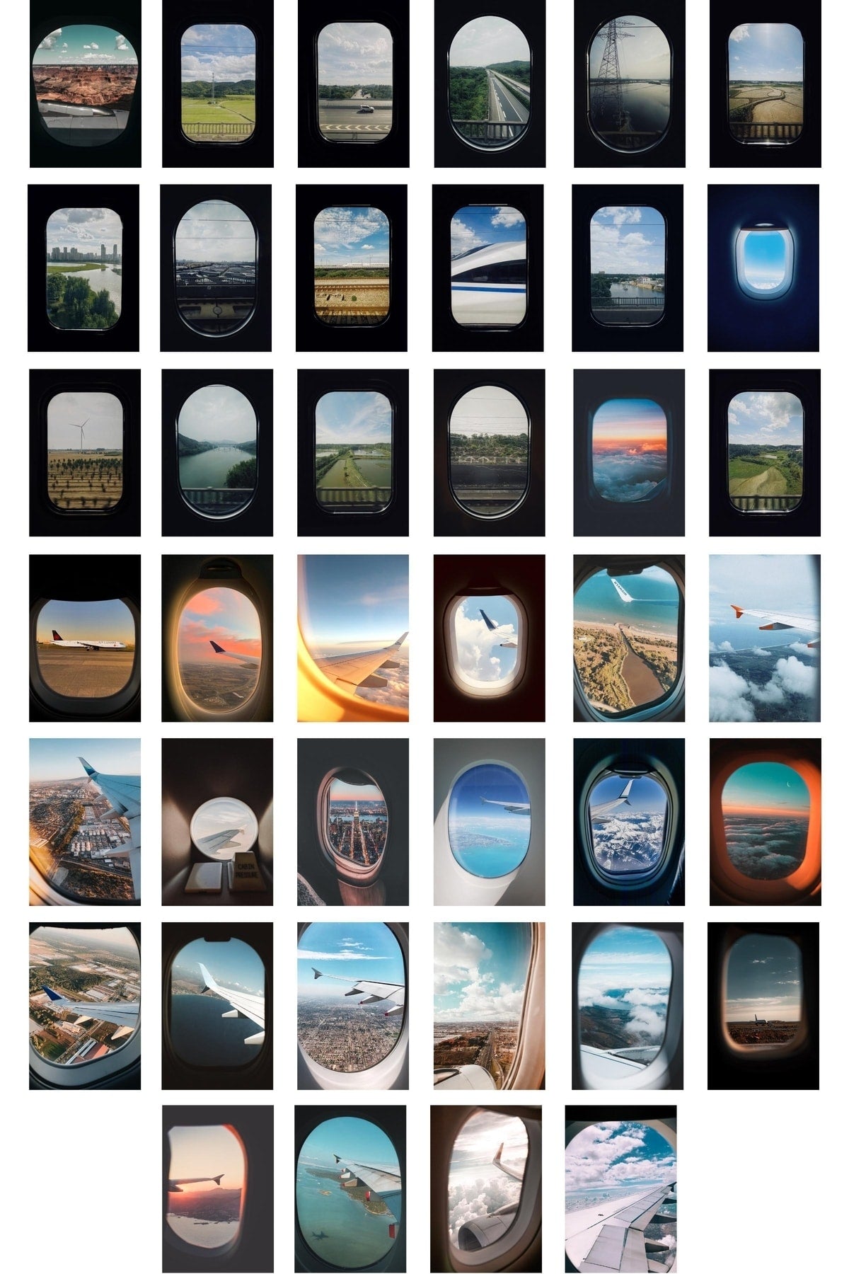 Seyahat Manzara Poster Seti - Kolaj Seti - Stiker Bant Hediyeli - 40 Adet 10*15cm - Kutulu Set