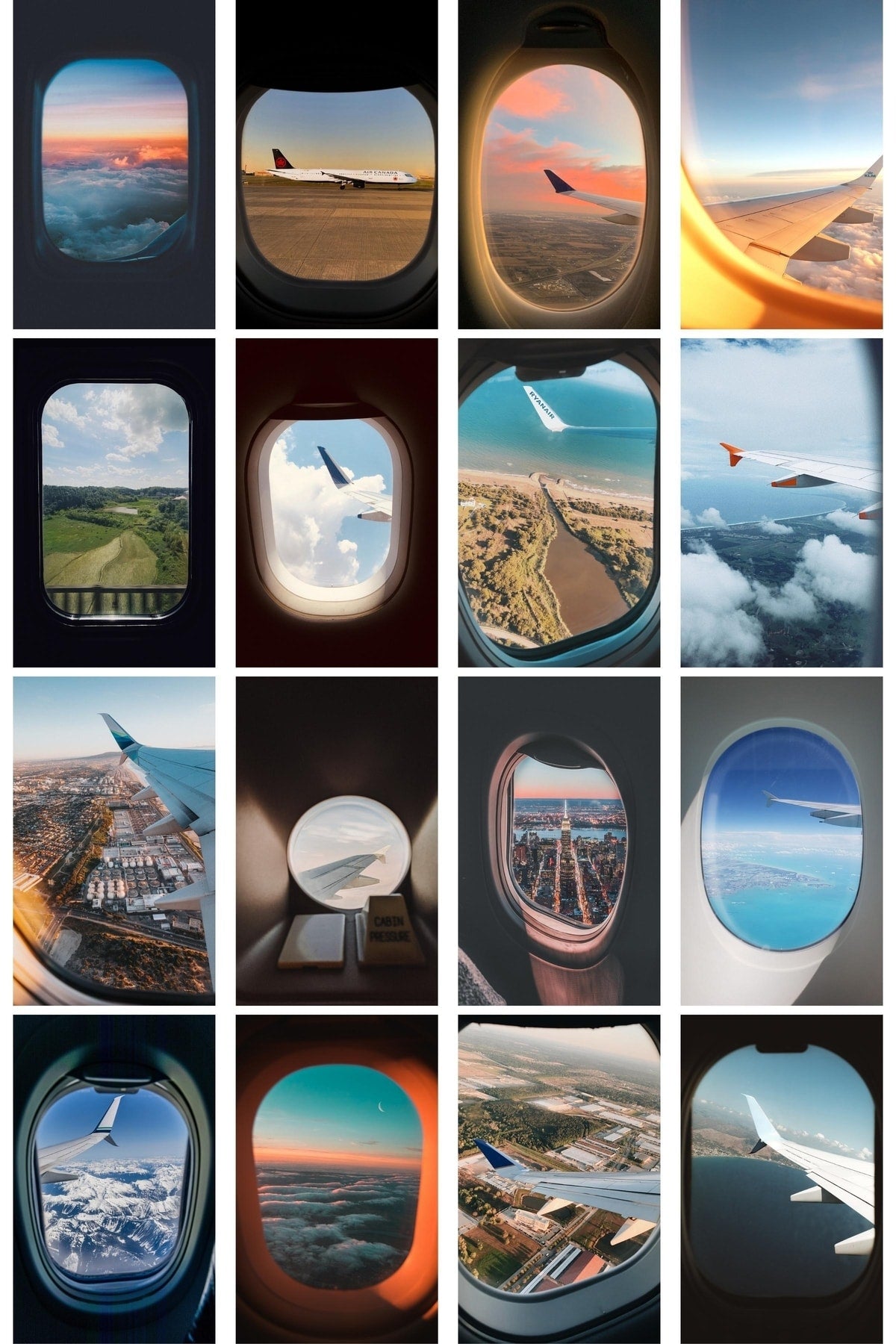 Seyahat Manzara Poster Seti - Kolaj Seti - Stiker Bant Hediyeli - 40 Adet 10*15cm - Kutulu Set