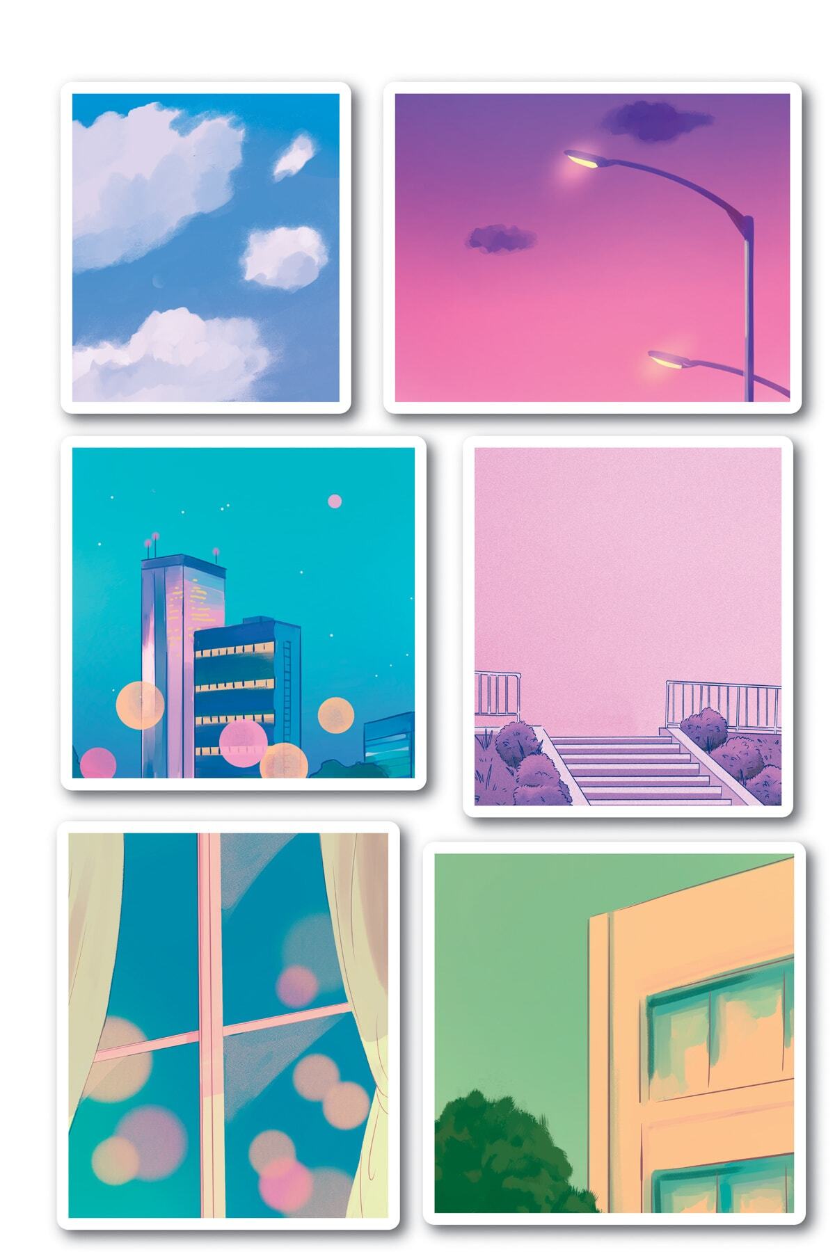 Seyahat Temalı Sticker Seti - 12 Adet Etiket Seti- Telefon, Tablet, Defter Laptop Uyumlu Etiket