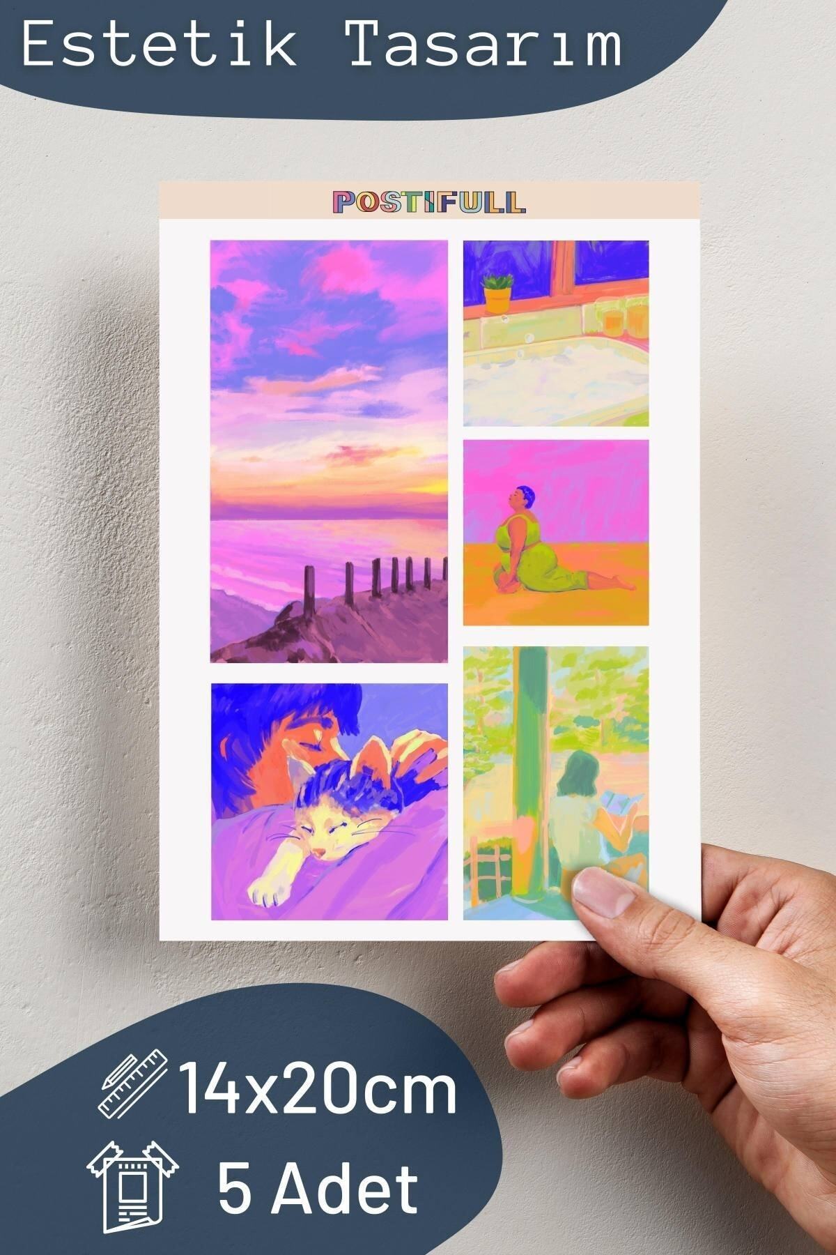 Seyahat Temalı Sticker Seti - 5 Adet Etiket Seti- Telefon, Tablet, Defter Laptop Uyumlu Etiket