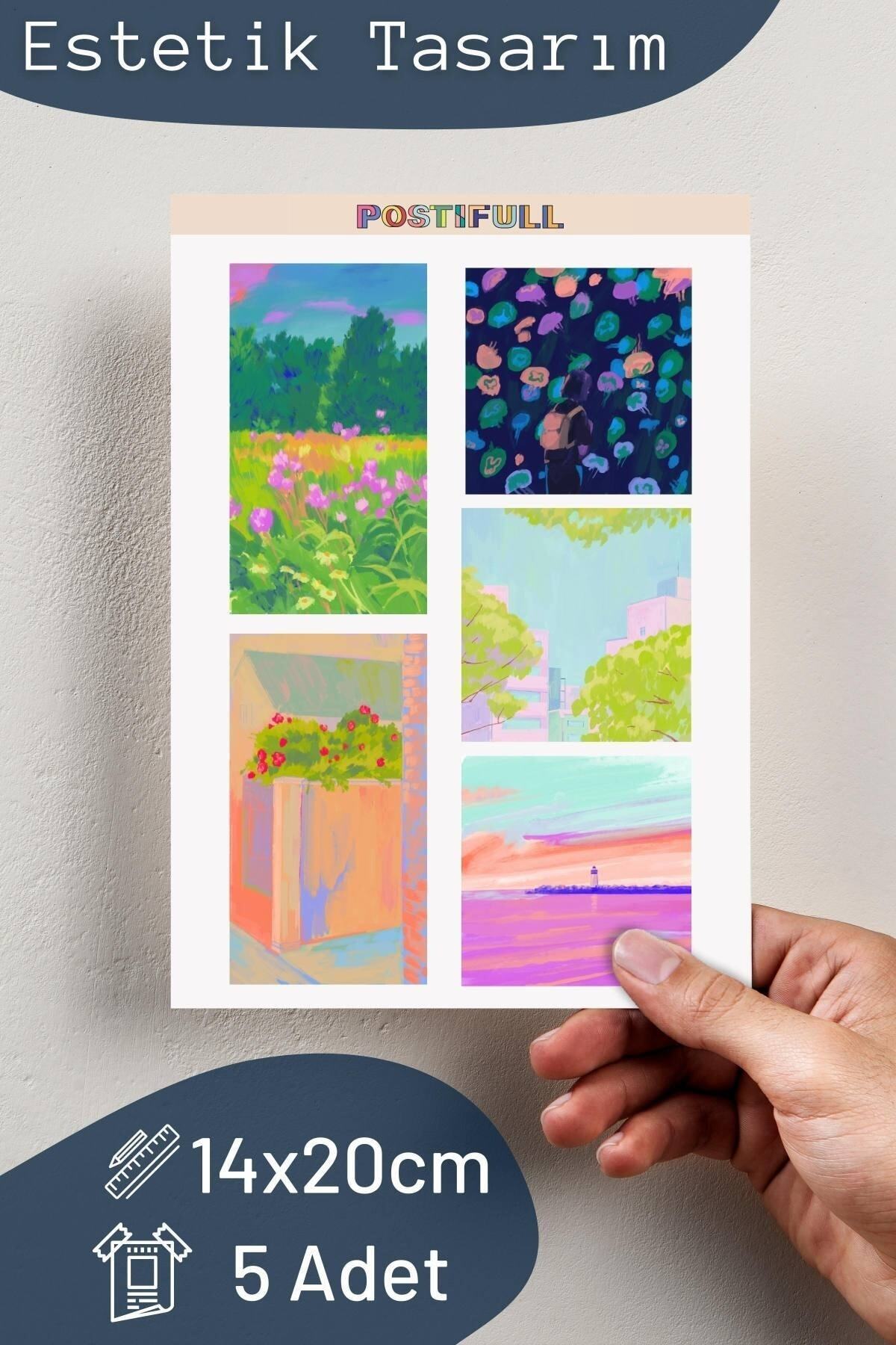 Seyahat Temalı Sticker Seti - 5 Adet Etiket Seti- Telefon, Tablet, Defter Laptop Uyumlu Etiket