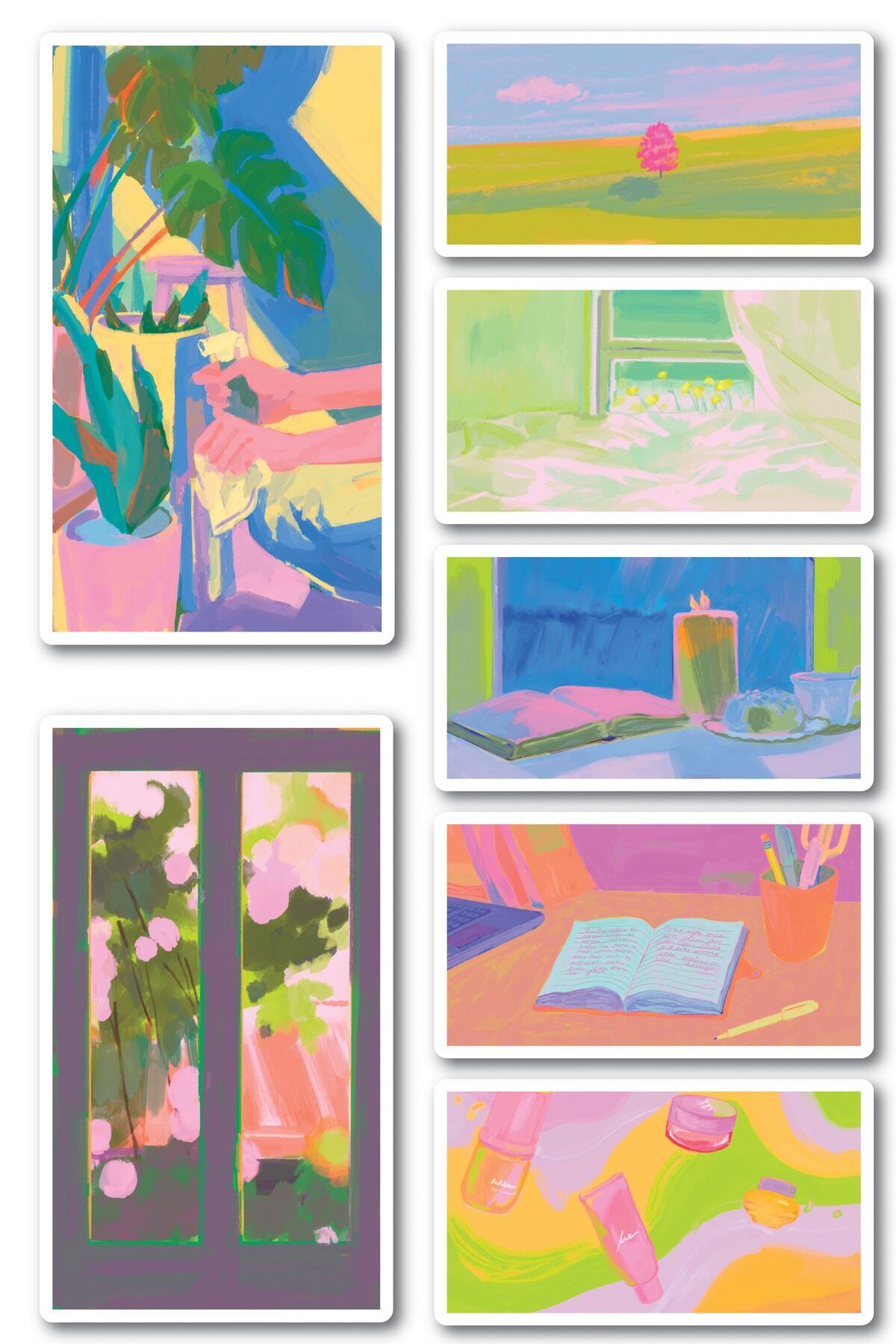 Seyahat Temalı Sticker Seti - 7 Adet Etiket Seti- Telefon, Tablet, Defter Laptop Uyumlu Etiket