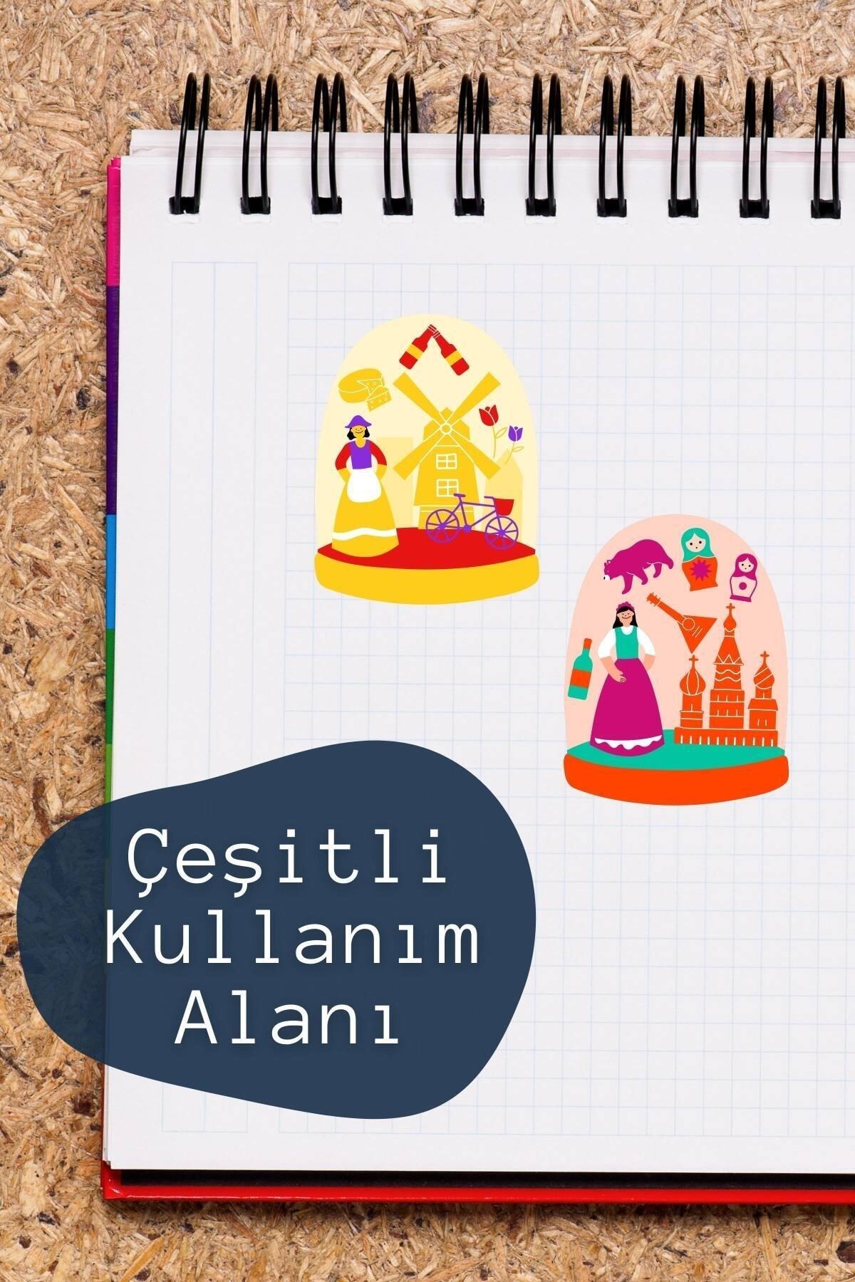 Seyahat Temalı Sticker Seti - 9 Adet Etiket Seti- Telefon, Tablet, Defter Laptop Uyumlu Etiket
