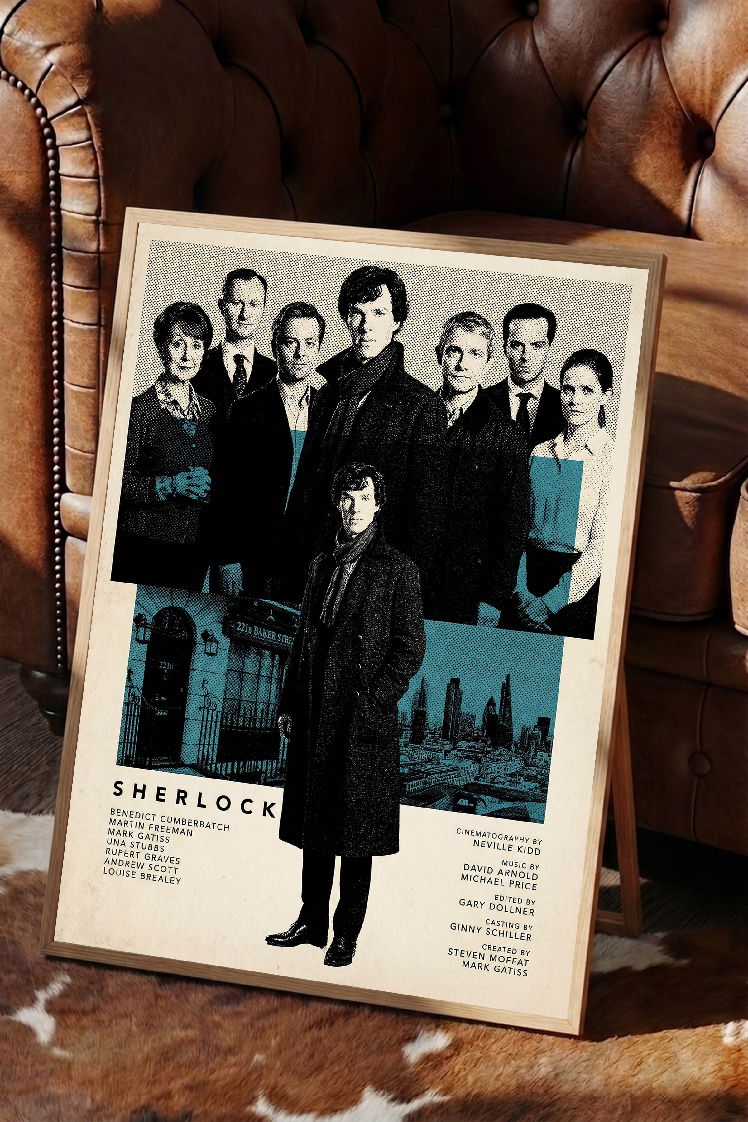 Sherlock Ahşap Çerçeveli Poster, Sinema ve Dizi Tablo, Film Dizi Afişleri NO:112783