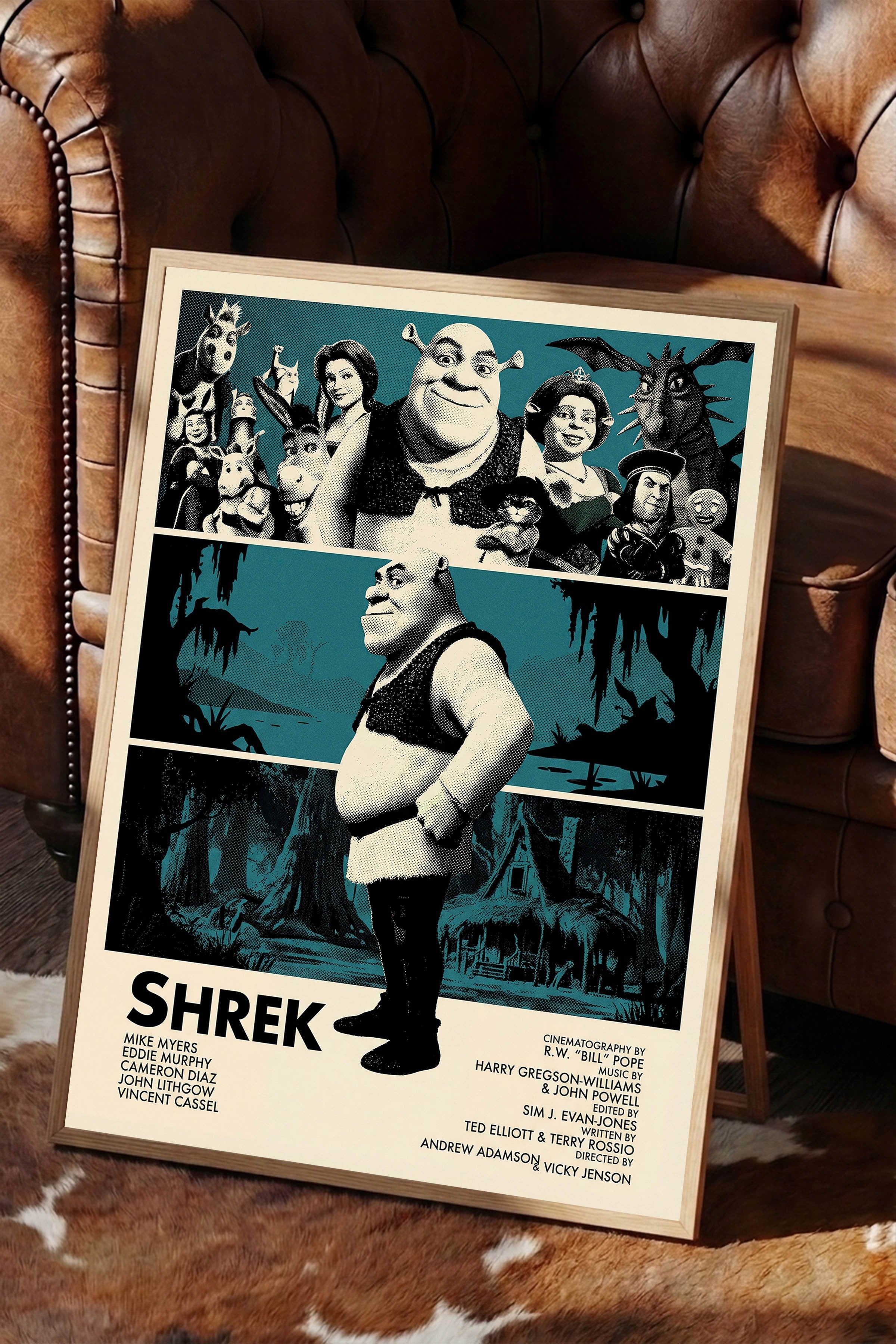 Shrek Ahşap Çerçeveli Poster, Sinema ve Dizi Tablo, Film Dizi Afişleri NO:112819
