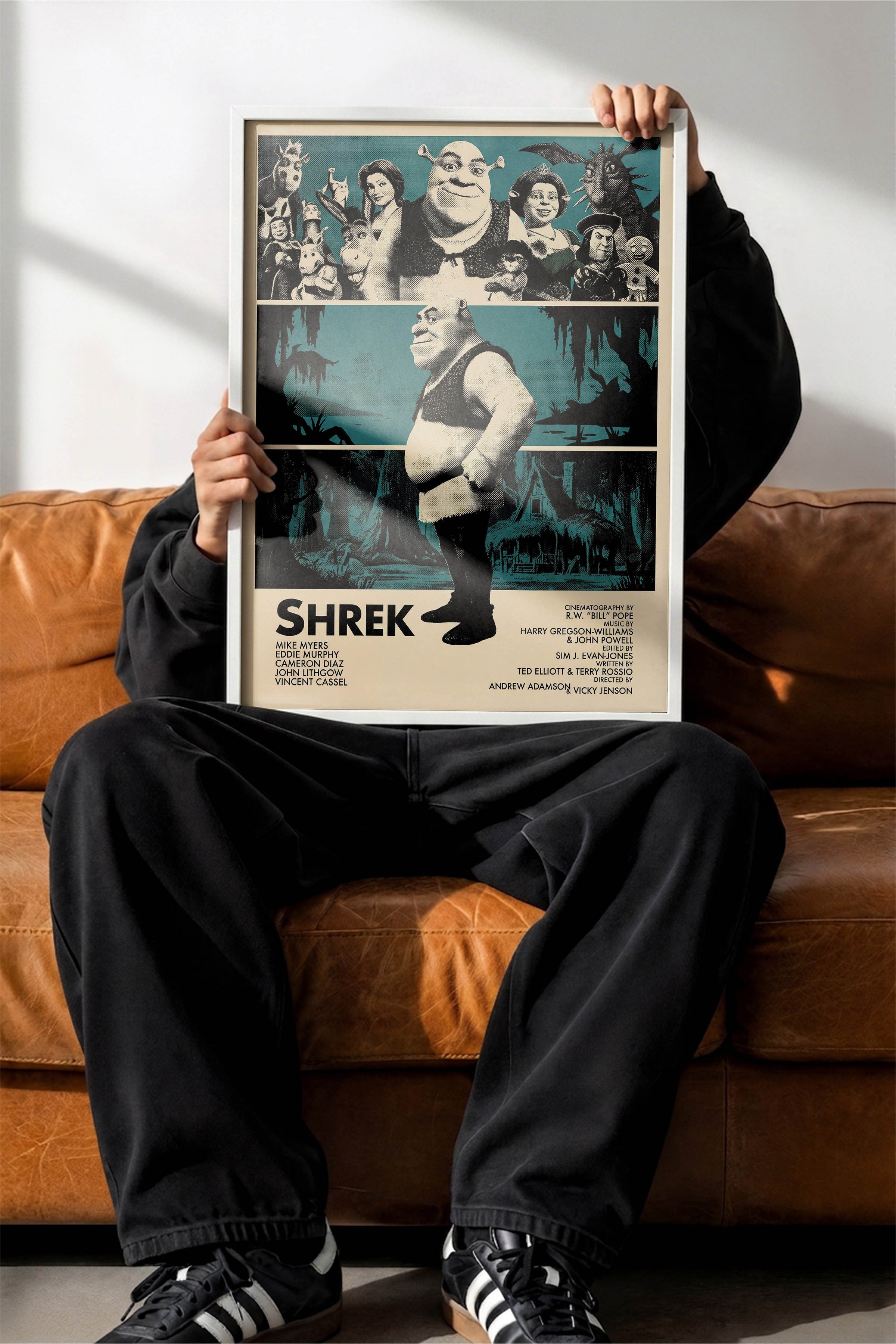 Shrek Beyaz Çerçeveli Poster, Sinema ve Dizi Tablo, Film Dizi Afişleri NO:112819
