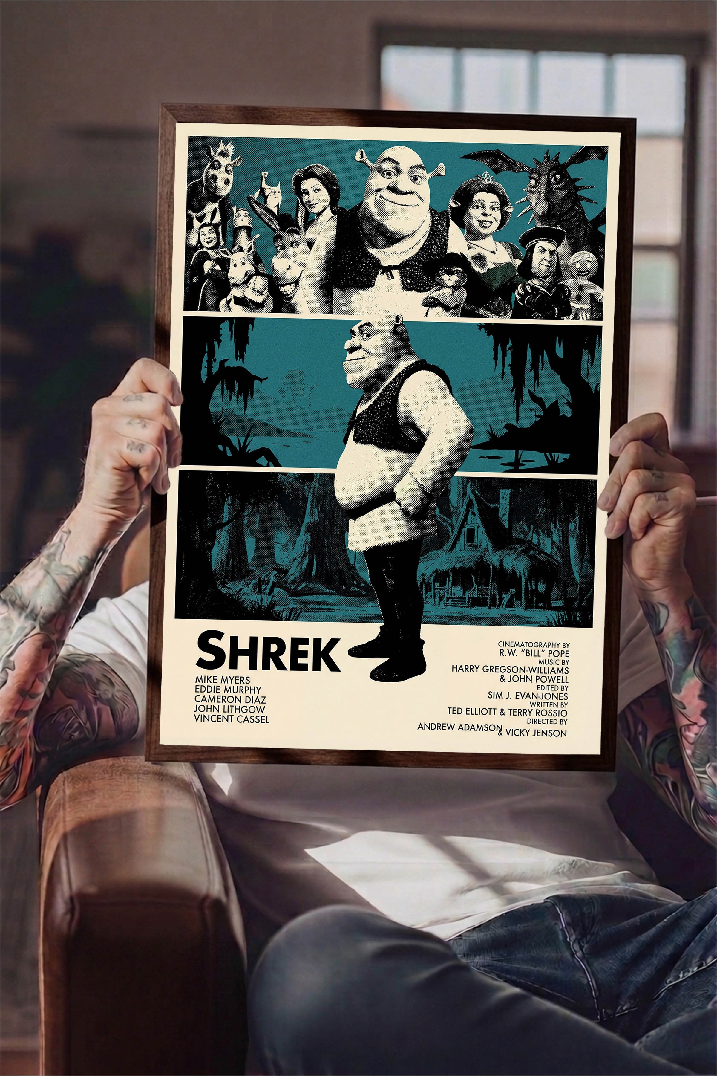Shrek Kahverengi Çerçeveli Poster, Sinema ve Dizi Tablo, Film Dizi Afişleri NO:112819