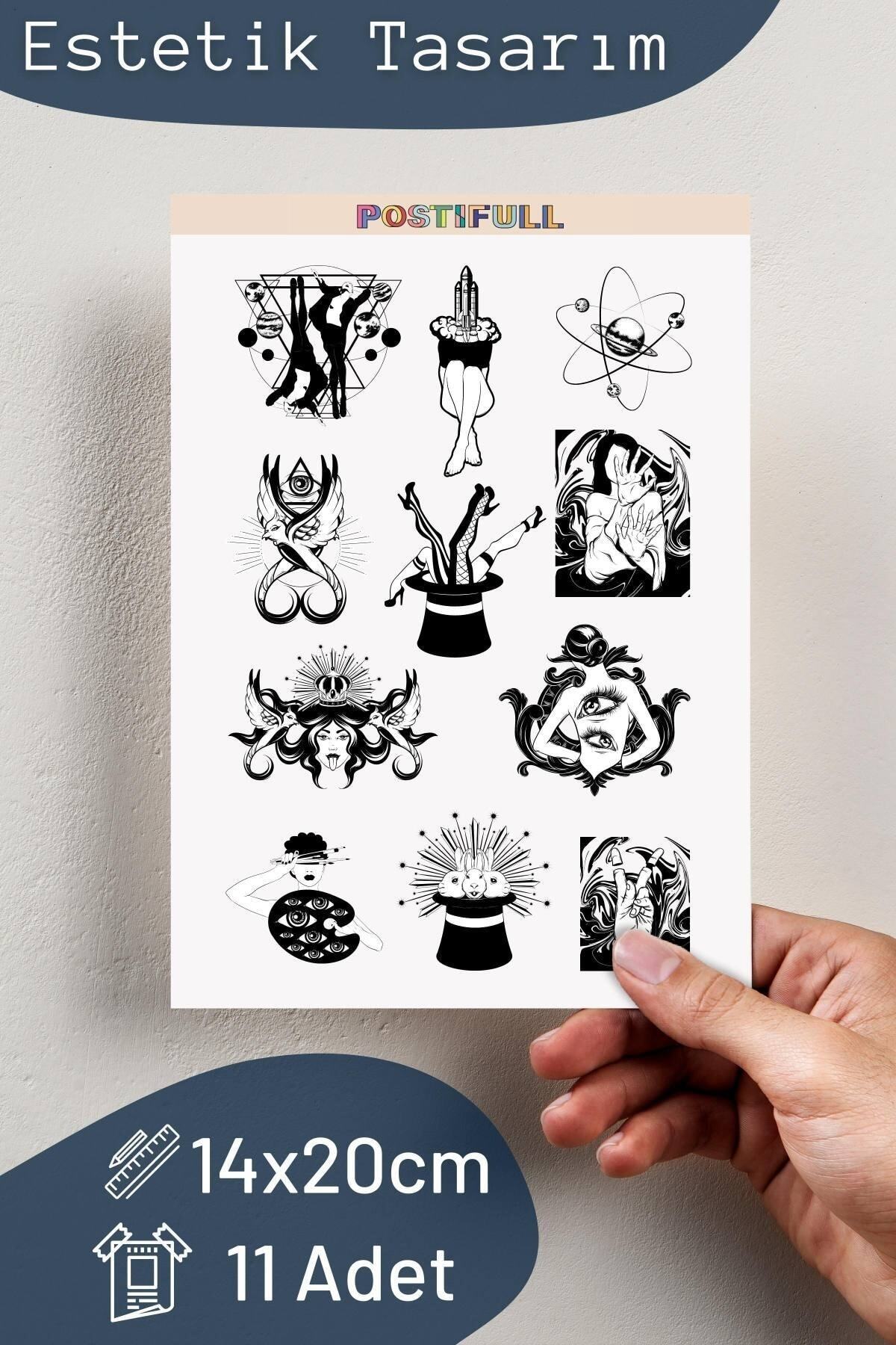 Sirk Temalı Sticker Seti - 13 Adet Etiket Seti- Telefon, Tablet, Defter Laptop Uyumlu Etiket