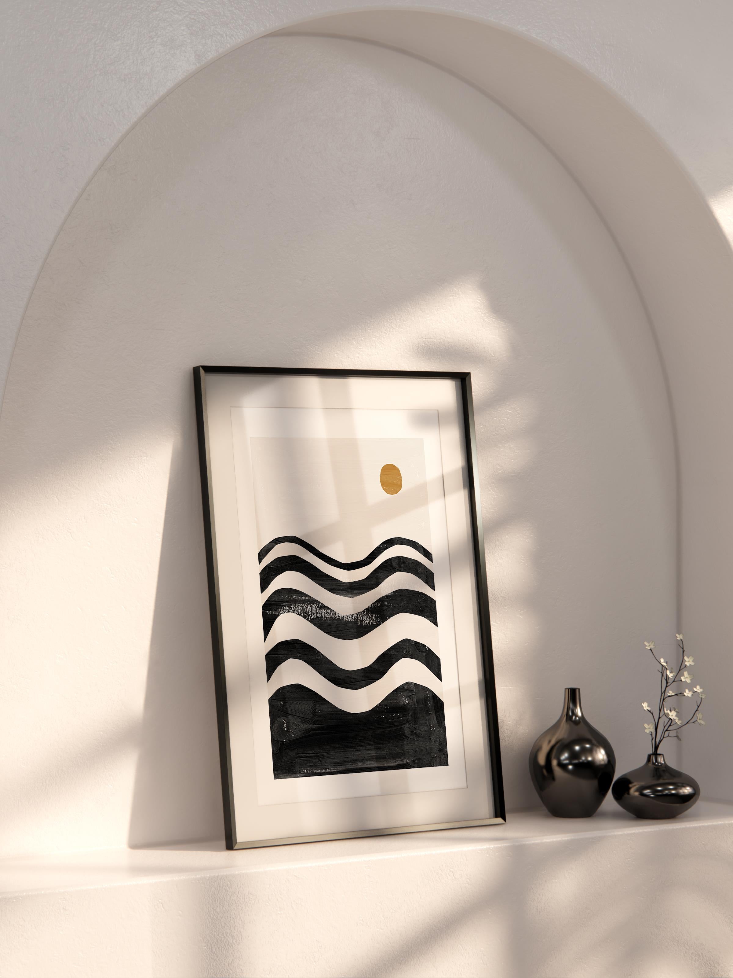 Siyah Beyaz Boho Duvar Dekoru, Çerçevesiz Poster, Çerçevesiz Duvar Tablosu - Fine Art Kağıt