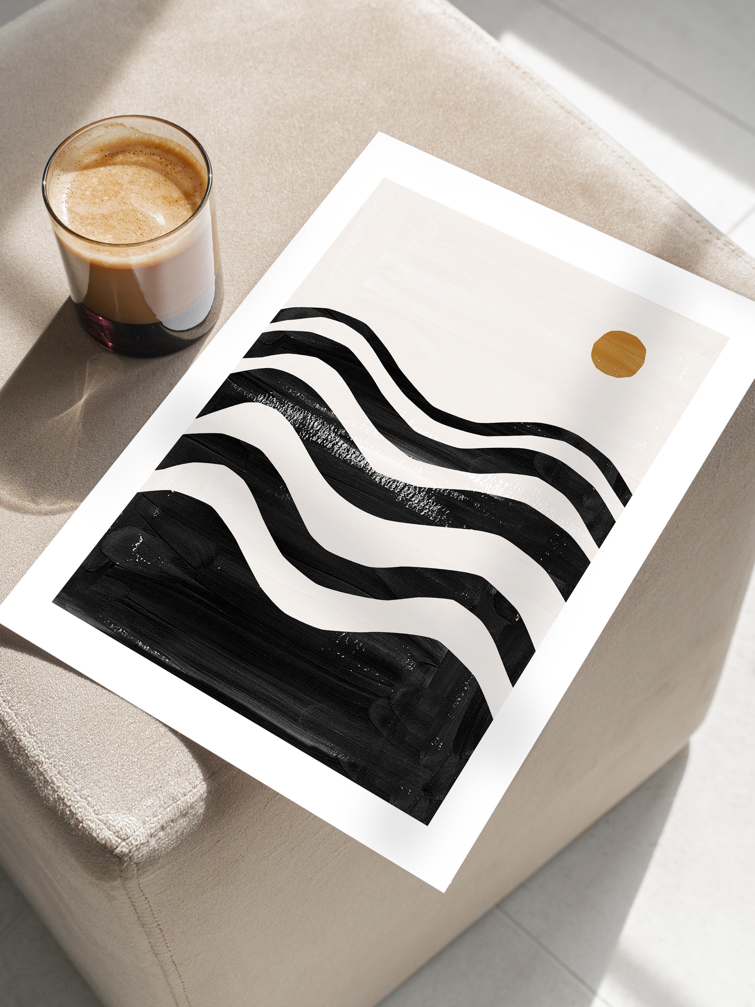 Siyah Beyaz Boho Duvar Dekoru, Çerçevesiz Poster, Çerçevesiz Duvar Tablosu - Fine Art Kağıt