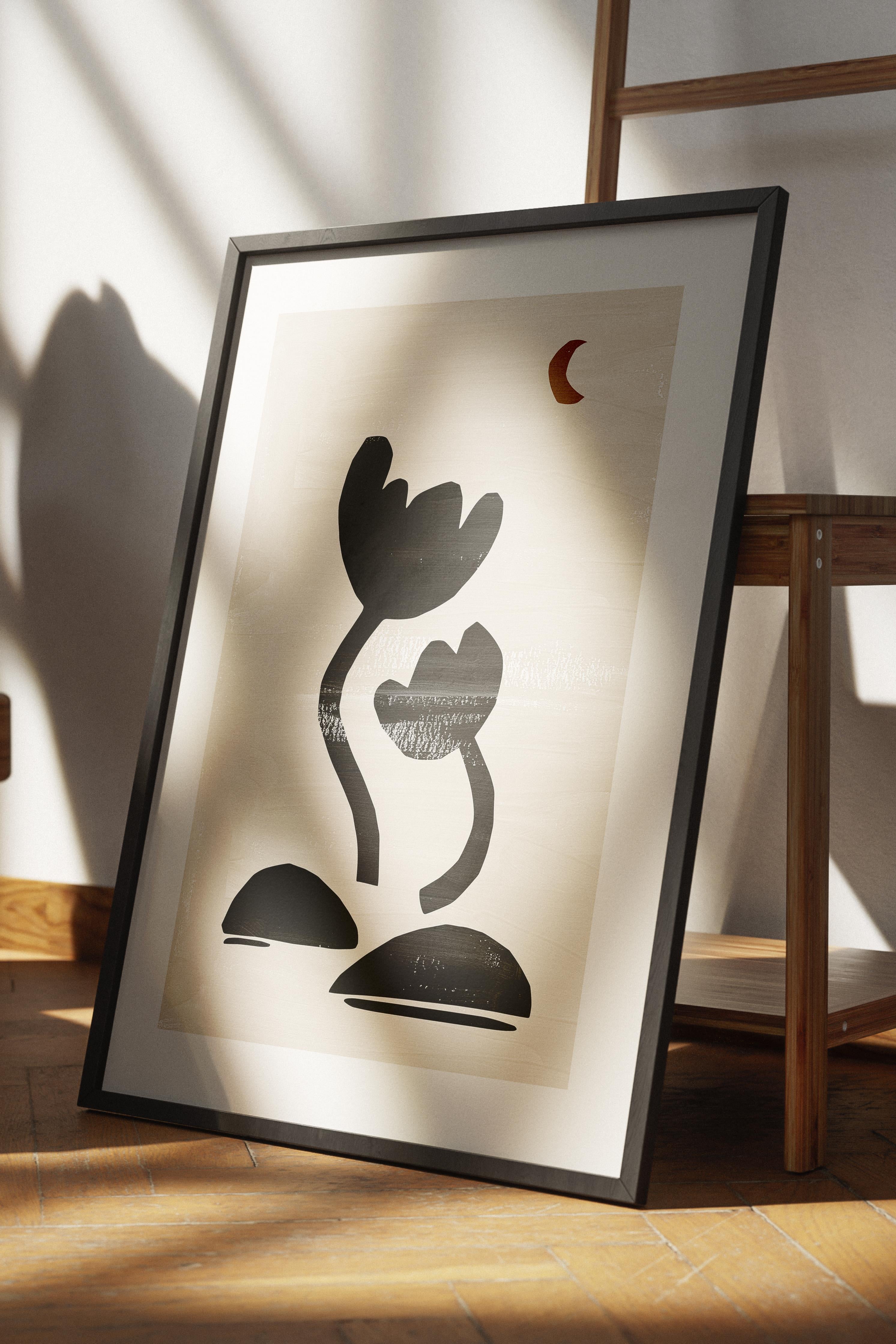 Siyah Beyaz Boho Duvar Dekoru, Çerçevesiz Poster, Çerçevesiz Duvar Tablosu - Fine Art Kağıt