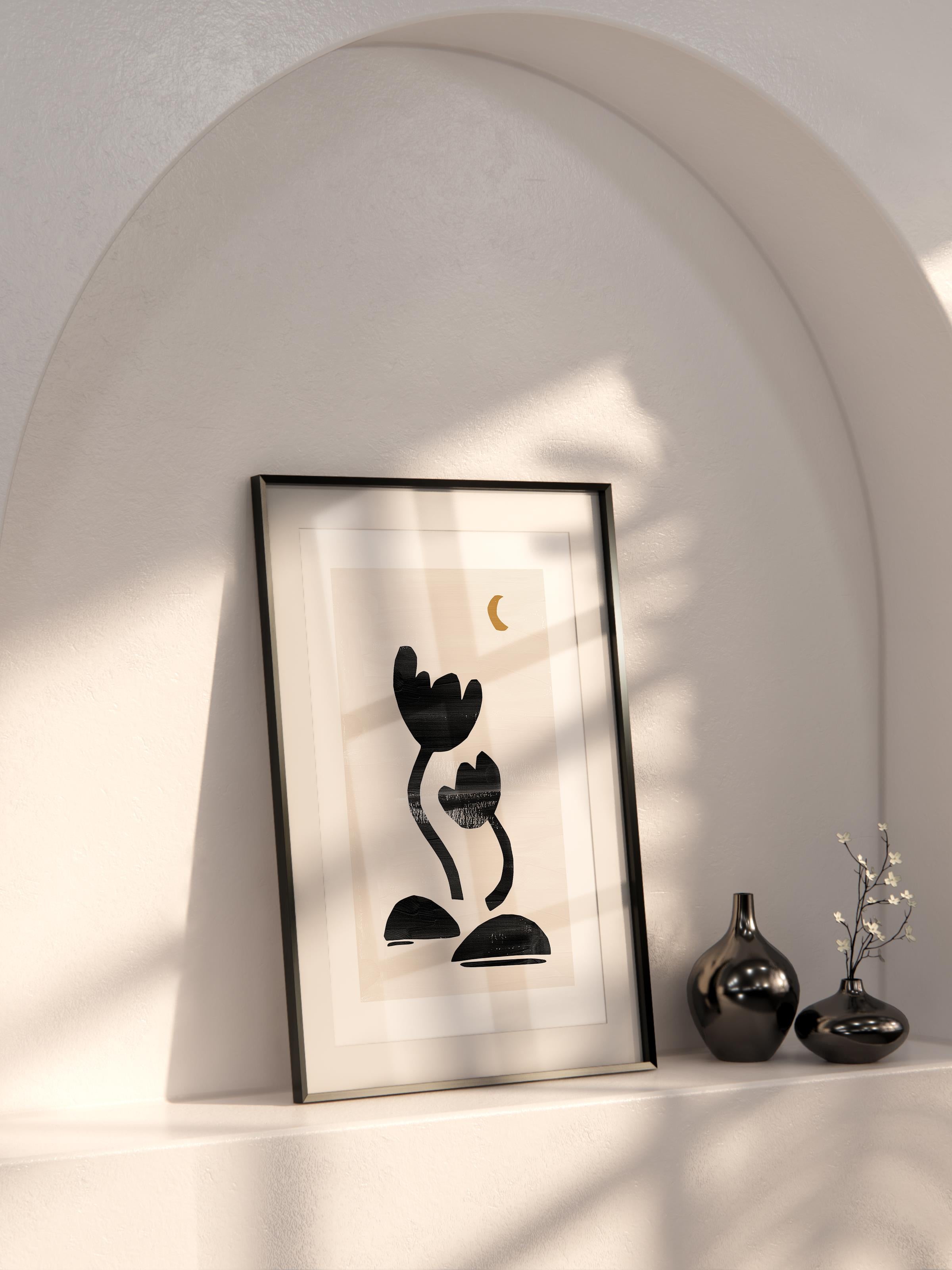 Siyah Beyaz Boho Duvar Dekoru, Çerçevesiz Poster, Çerçevesiz Duvar Tablosu - Fine Art Kağıt