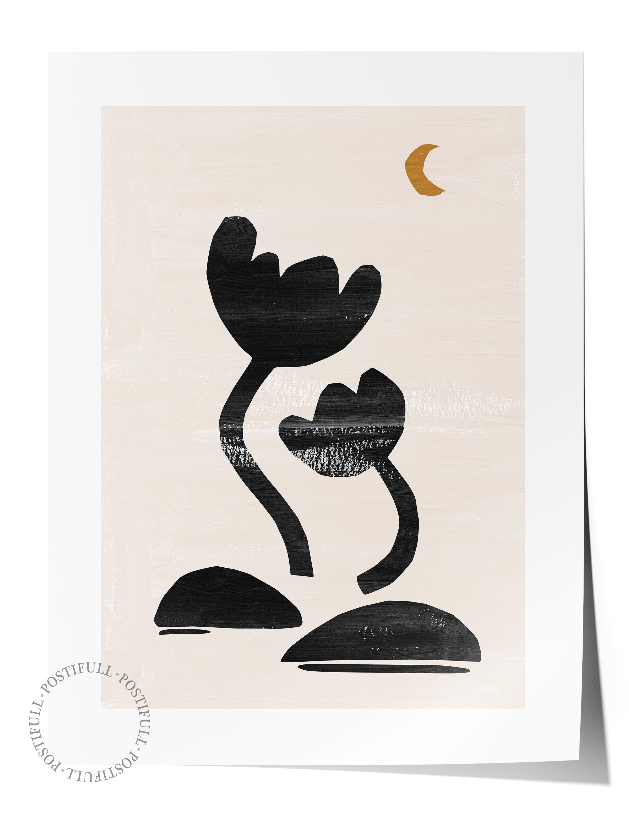 Siyah Beyaz Boho Duvar Dekoru, Çerçevesiz Poster, Çerçevesiz Duvar Tablosu - Fine Art Kağıt