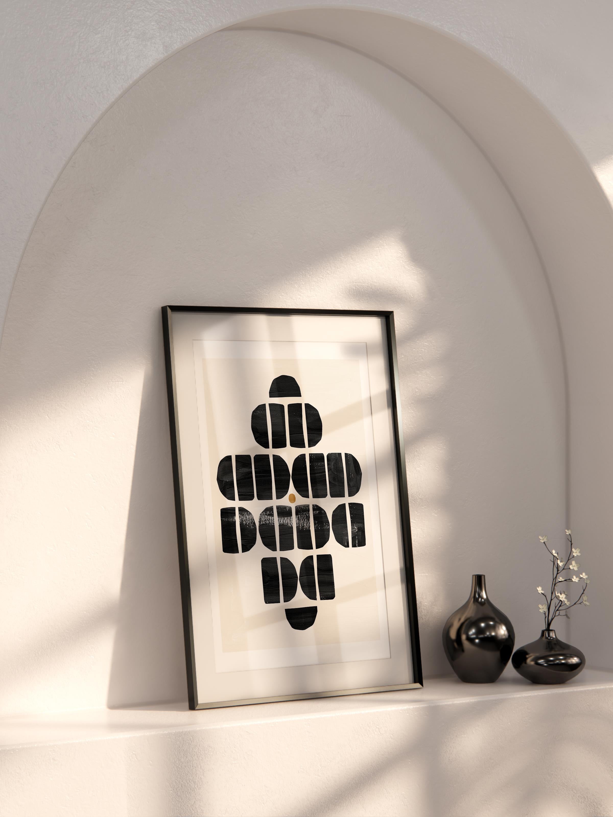 Siyah Beyaz Boho Duvar Dekoru, Çerçevesiz Poster, Çerçevesiz Duvar Tablosu - Fine Art Kağıt