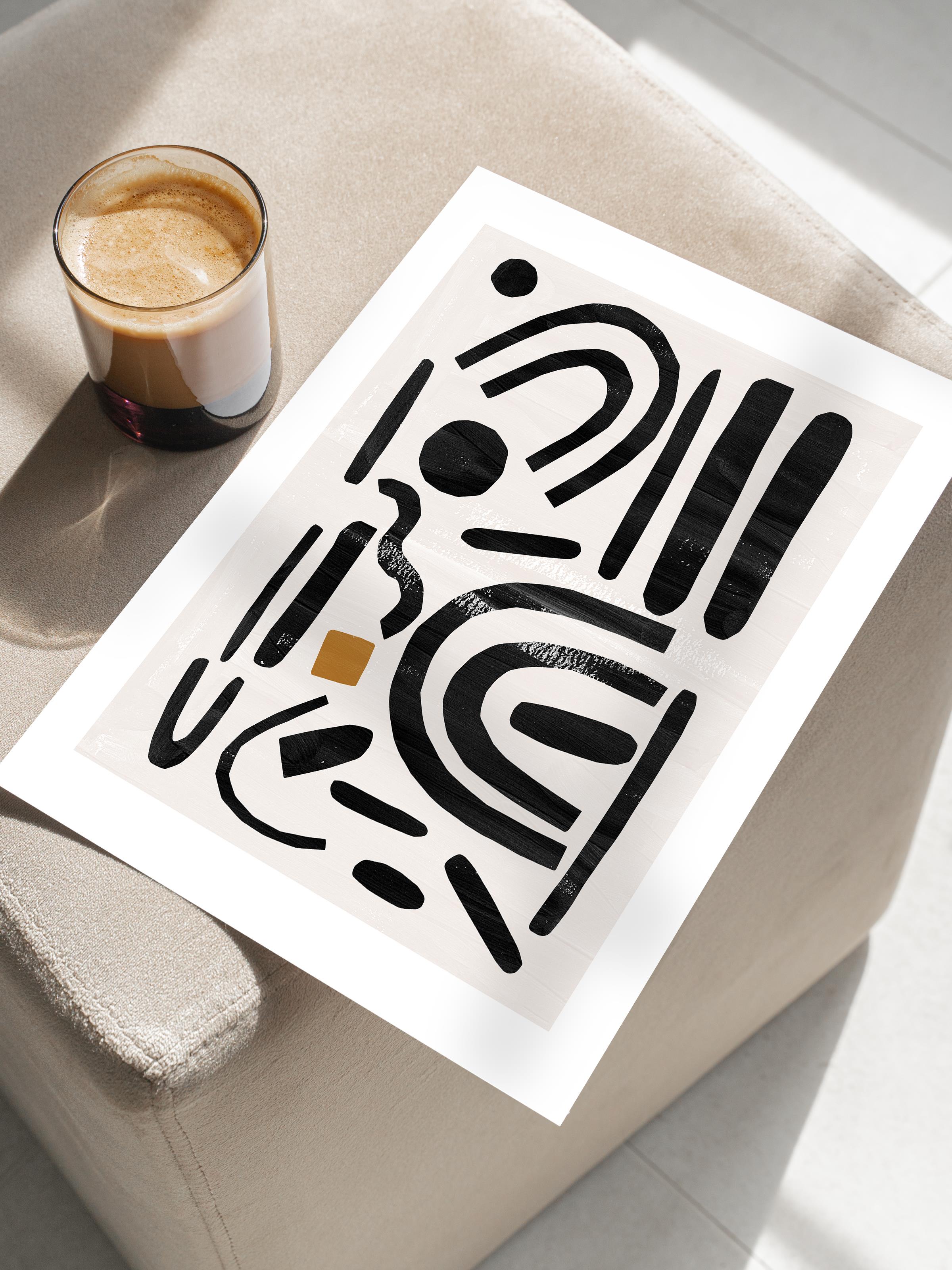 Siyah Beyaz Boho Duvar Dekoru, Çerçevesiz Poster, Çerçevesiz Duvar Tablosu - Fine Art Kağıt