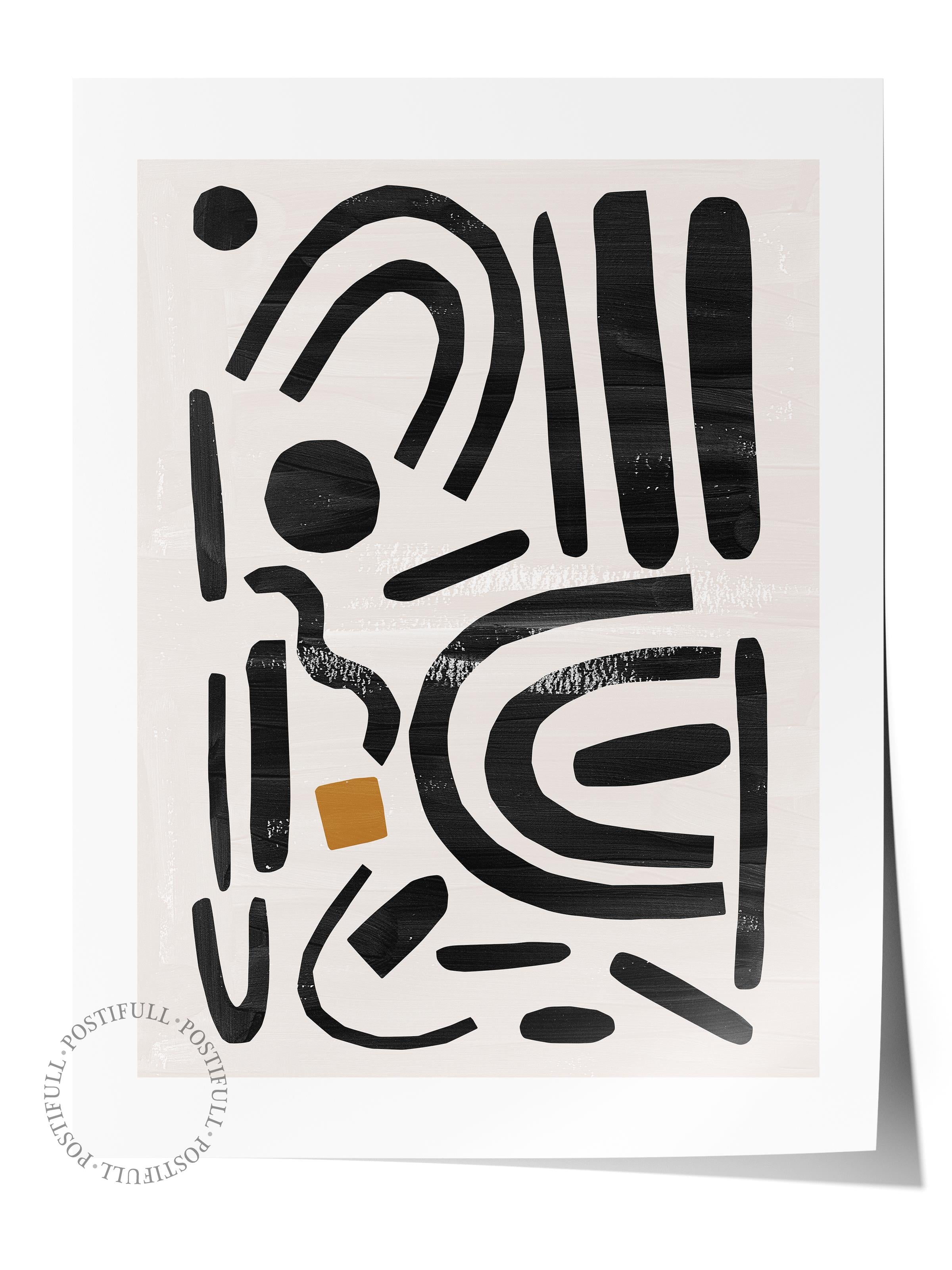Siyah Beyaz Boho Duvar Dekoru, Çerçevesiz Poster, Çerçevesiz Duvar Tablosu - Fine Art Kağıt