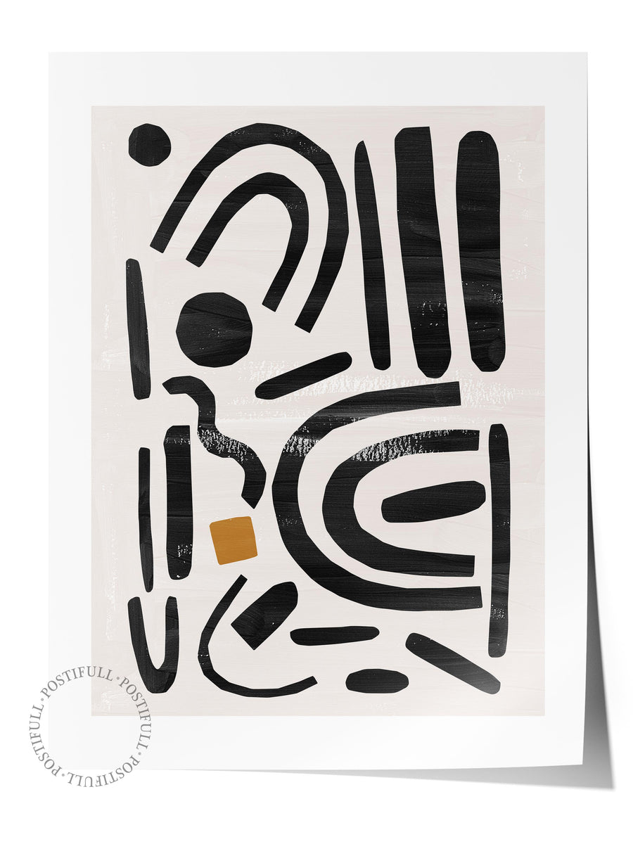 Siyah Beyaz Boho Duvar Dekoru, Çerçevesiz Poster, Çerçevesiz Duvar Tablosu - Fine Art Kağıt