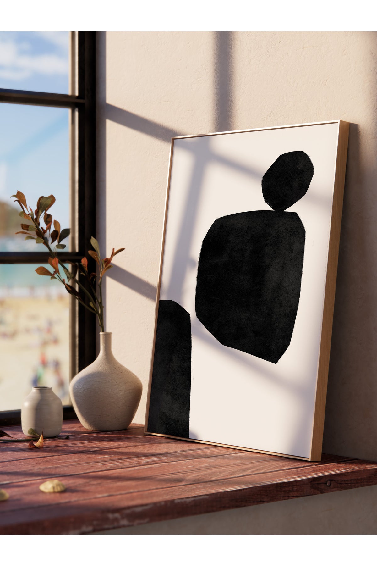 Siyah Beyaz Soyut Temalı Çerçevesiz Poster