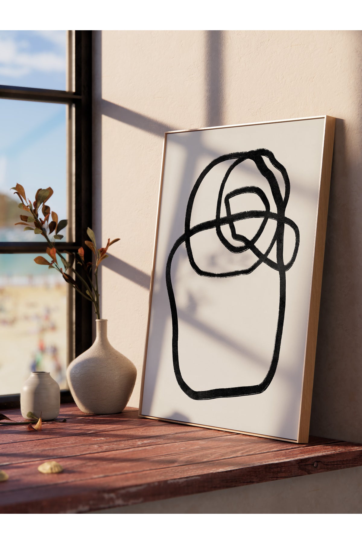 Siyah Beyaz Soyut Temalı Çerçevesiz Poster