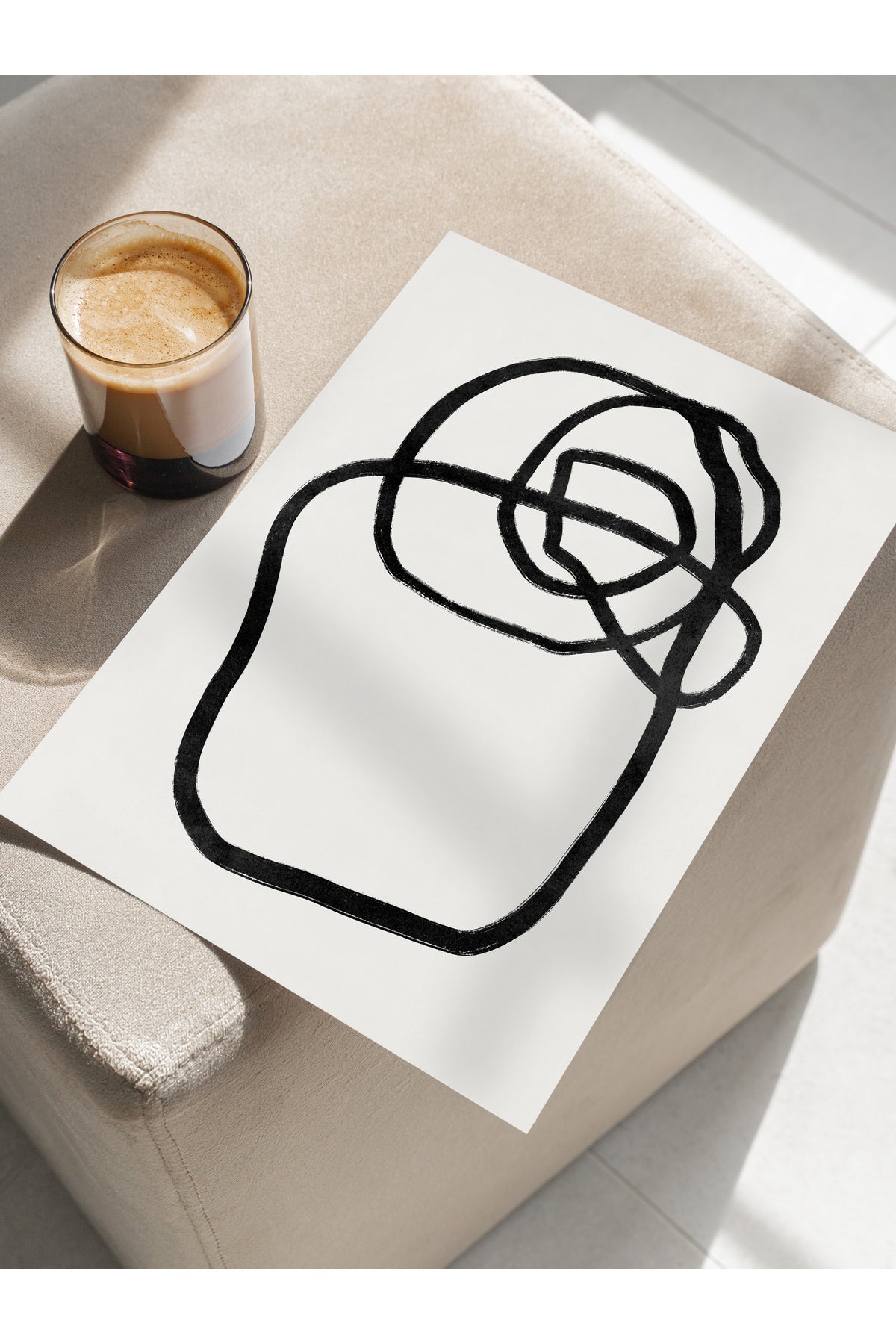 Siyah Beyaz Soyut Temalı Çerçevesiz Poster