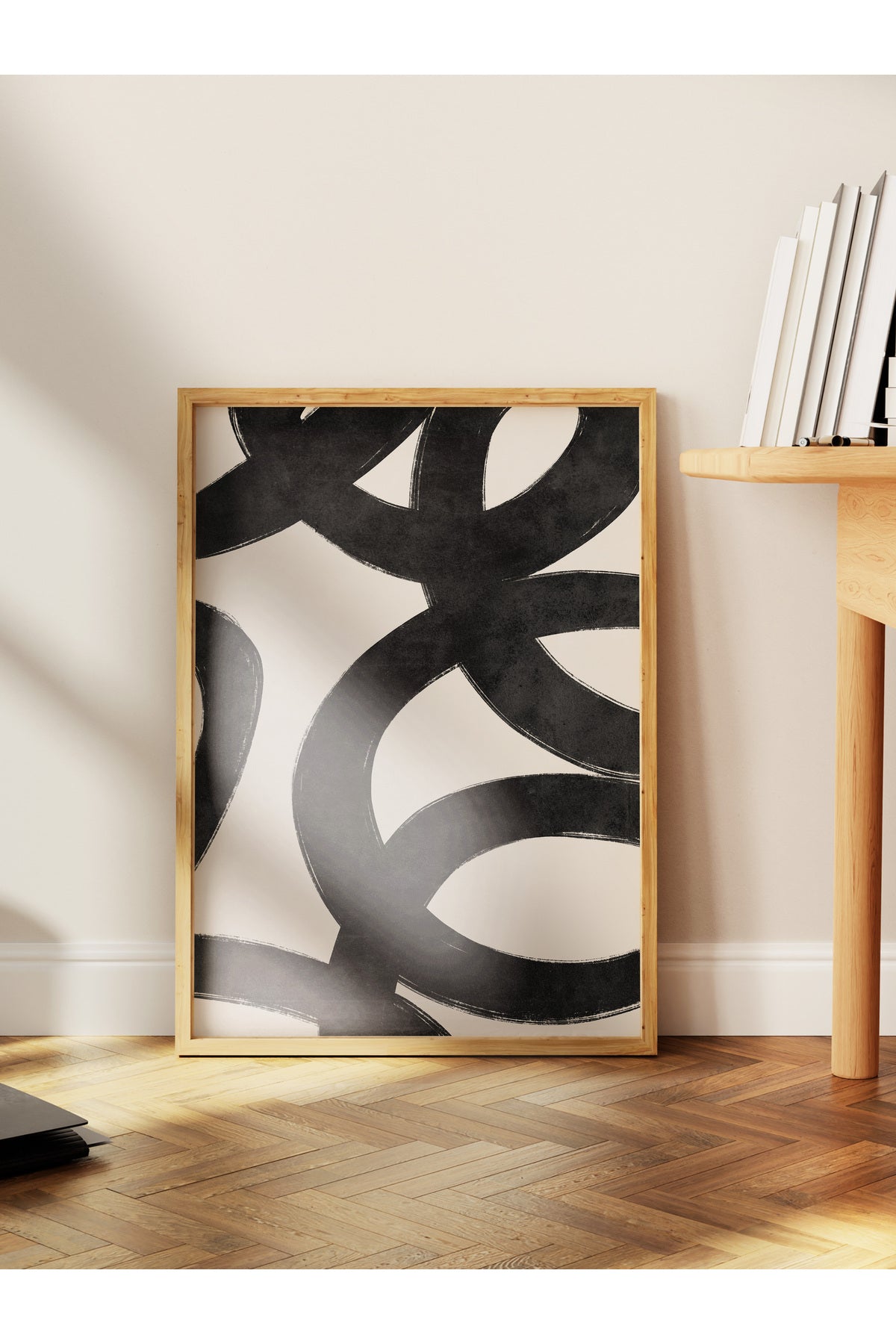 Siyah Beyaz Soyut Temalı Çerçevesiz Poster