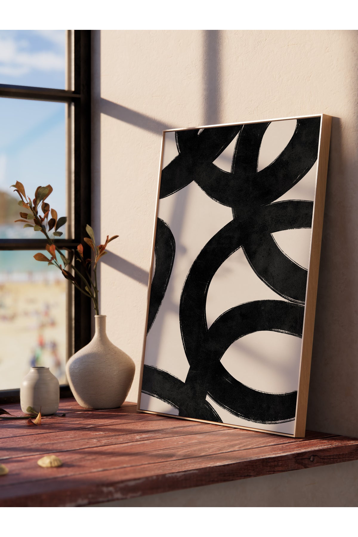 Siyah Beyaz Soyut Temalı Çerçevesiz Poster