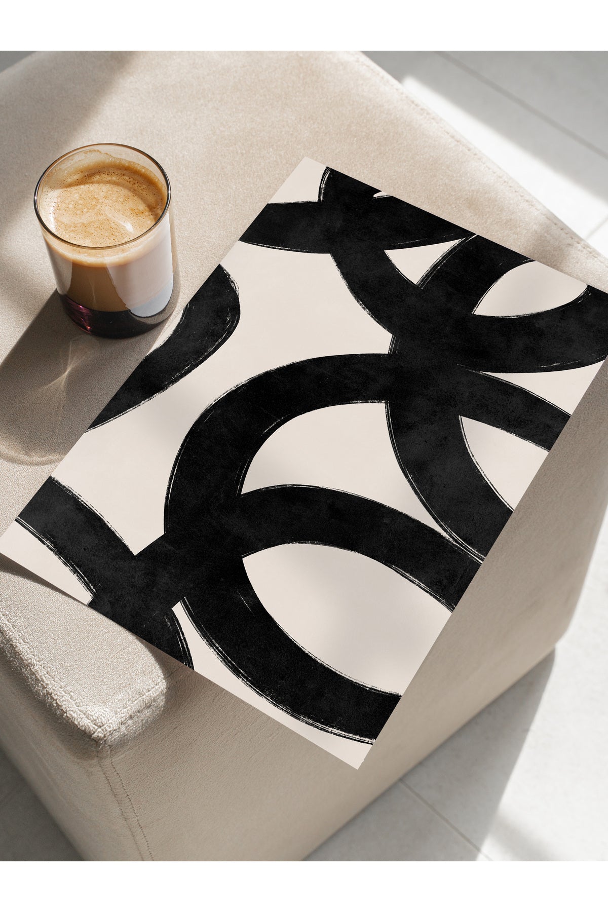 Siyah Beyaz Soyut Temalı Çerçevesiz Poster