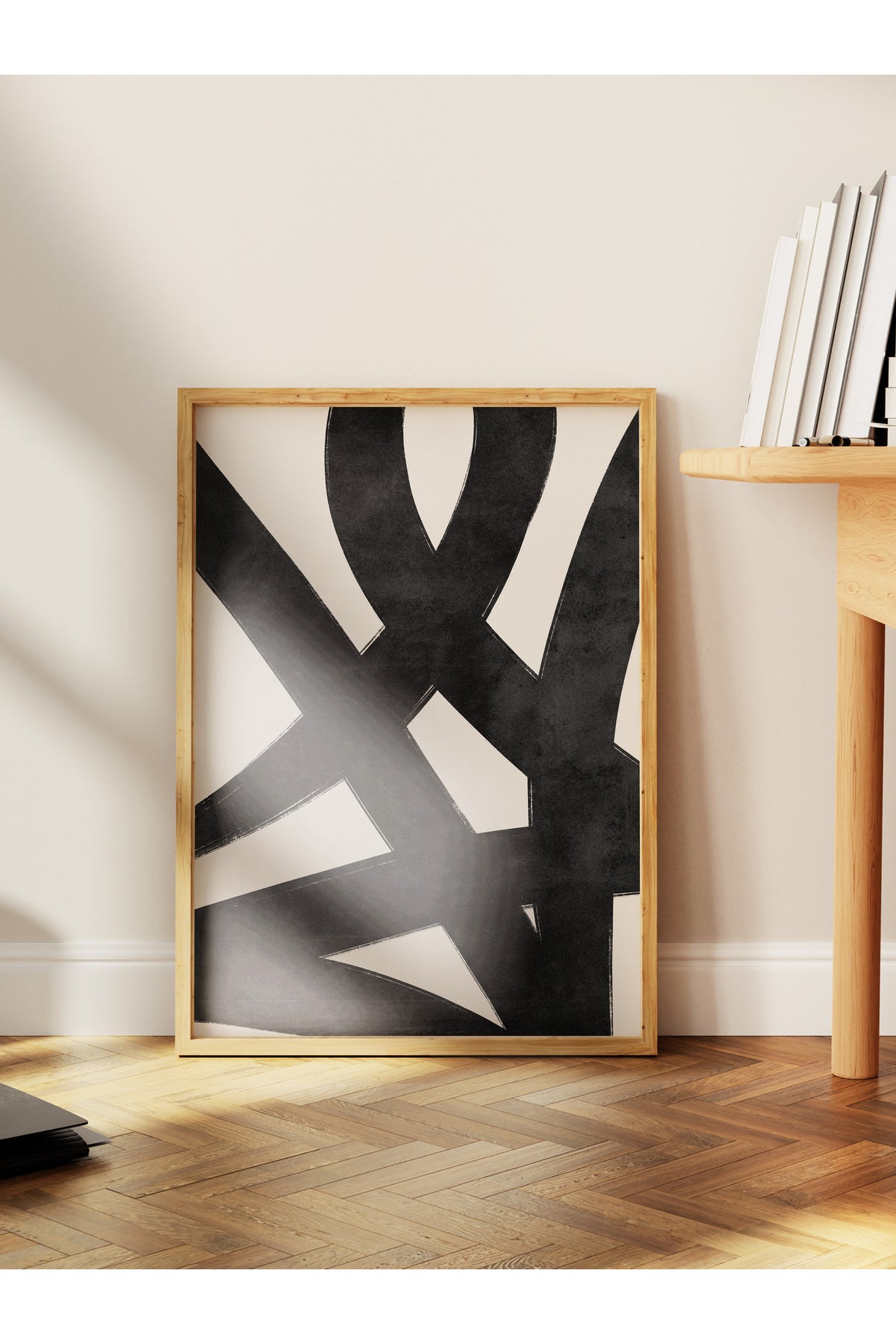 Siyah Beyaz Soyut Temalı Çerçevesiz Poster