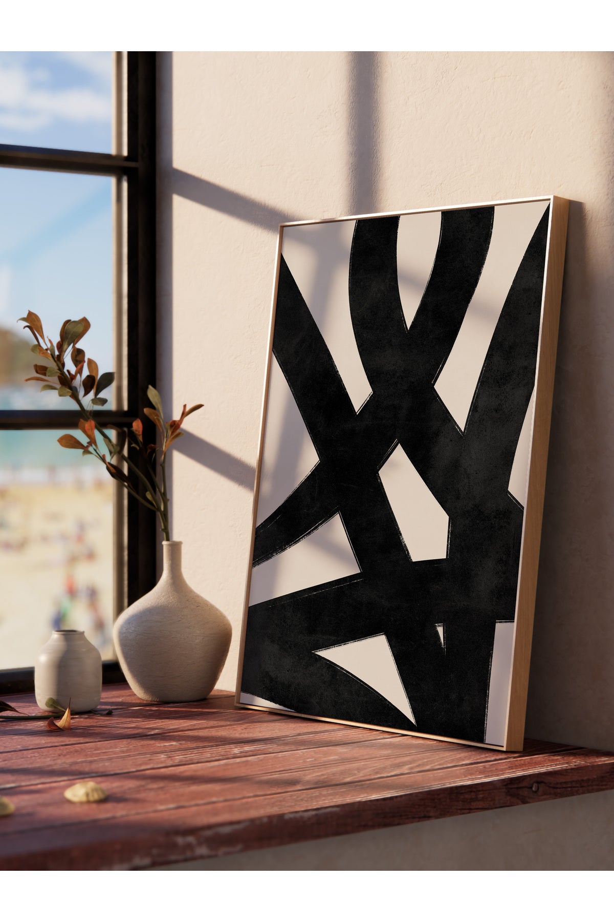 Siyah Beyaz Soyut Temalı Çerçevesiz Poster